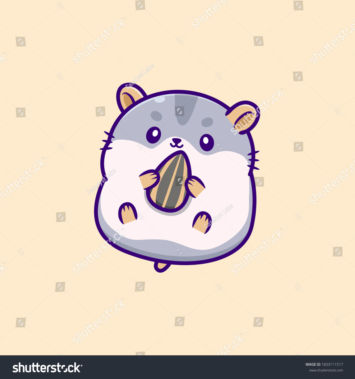 Cute Hamster Eating Sunflower Seed Cartoon Stock Vector (Royalty Free ...