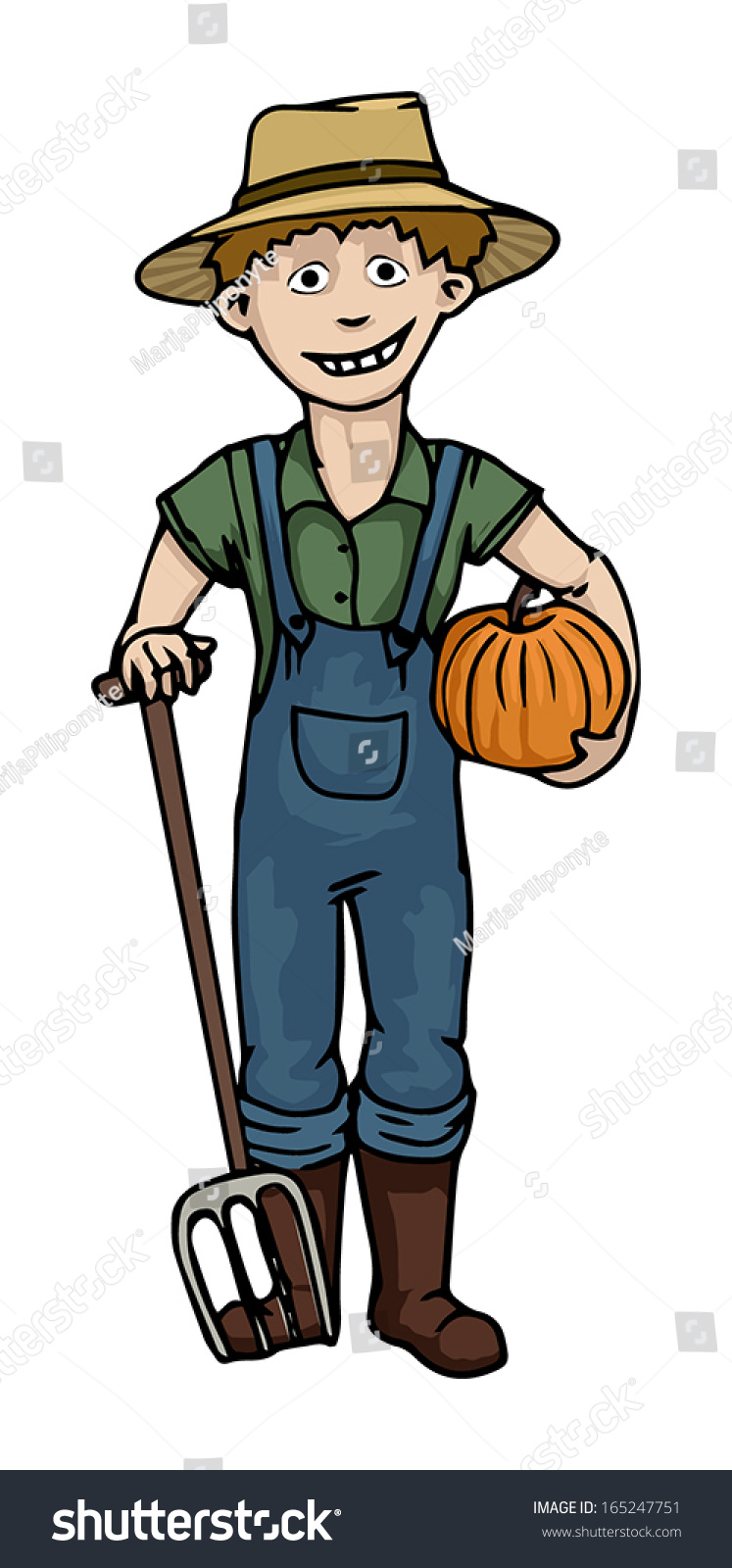 Cute, Hand Draw Professional Farmer Vector Illustration 165247751