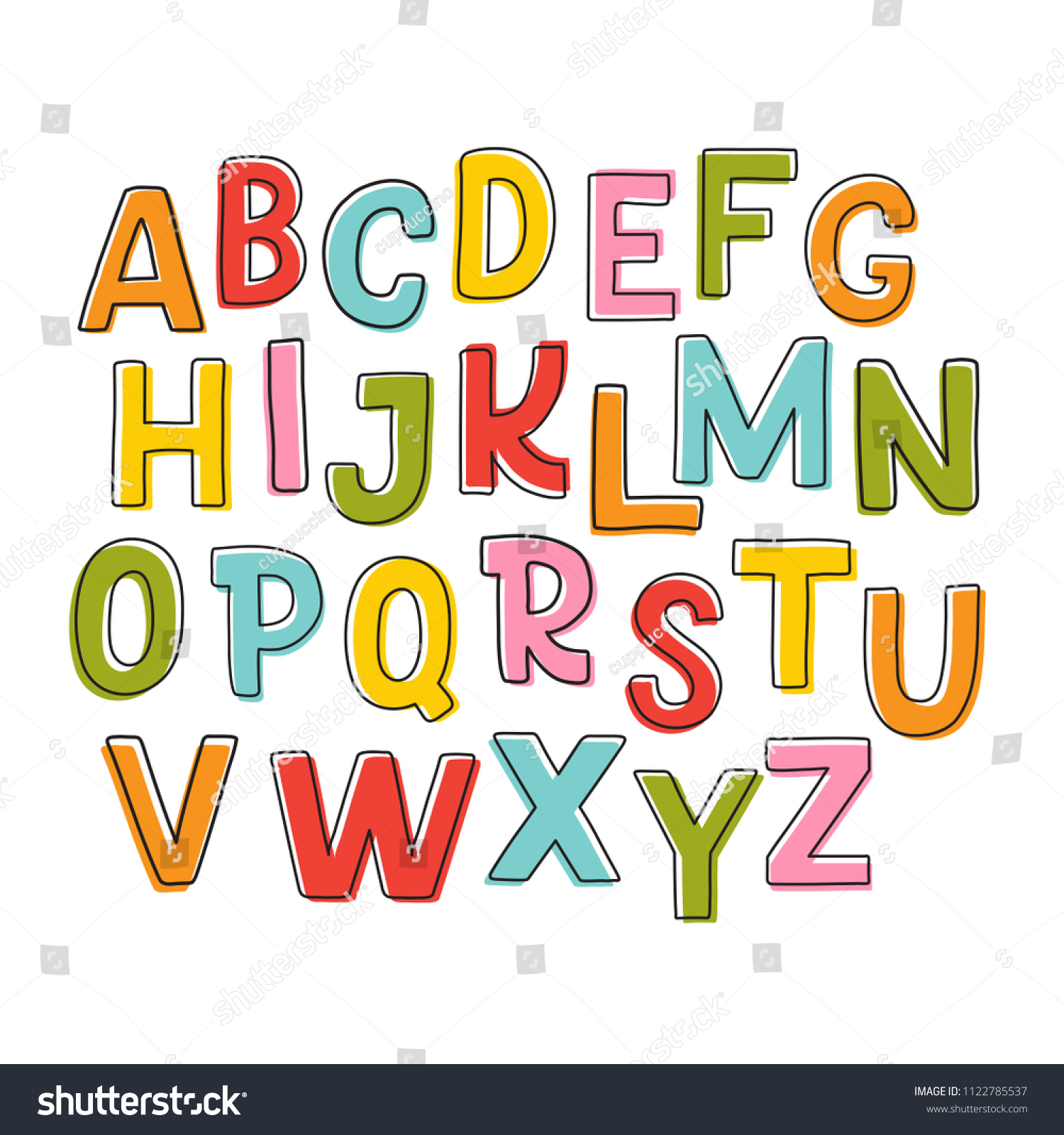 Cute Hand Drawn Alphabet Made Vector Stock Vector (Royalty Free ...