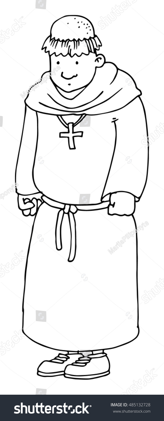 Cute Hand Drawn Monk Character Black Stock Vector (Royalty Free ...