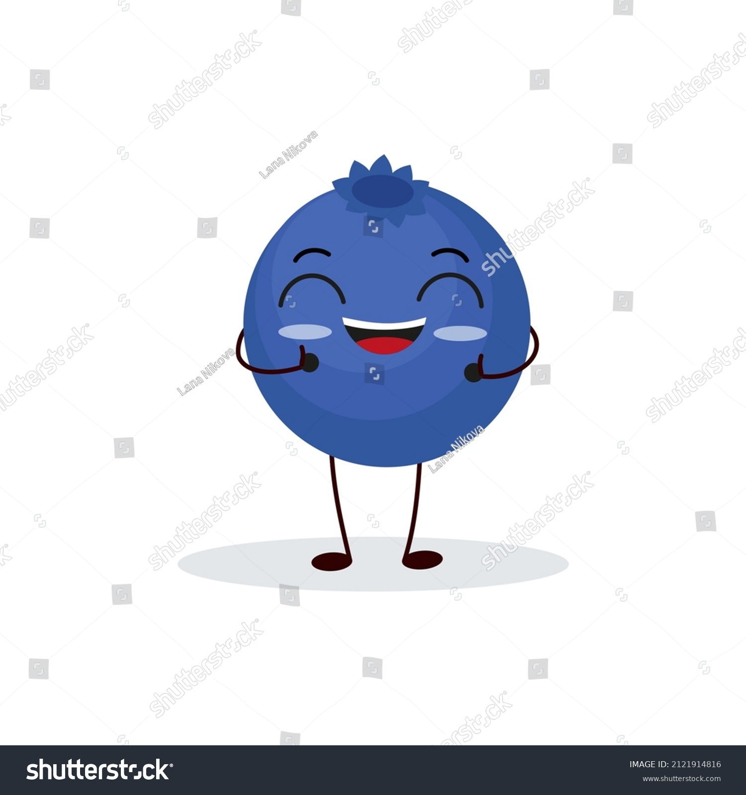 Cute Happy Blueberry Character Funny Fruit Stock Vector (Royalty Free ...