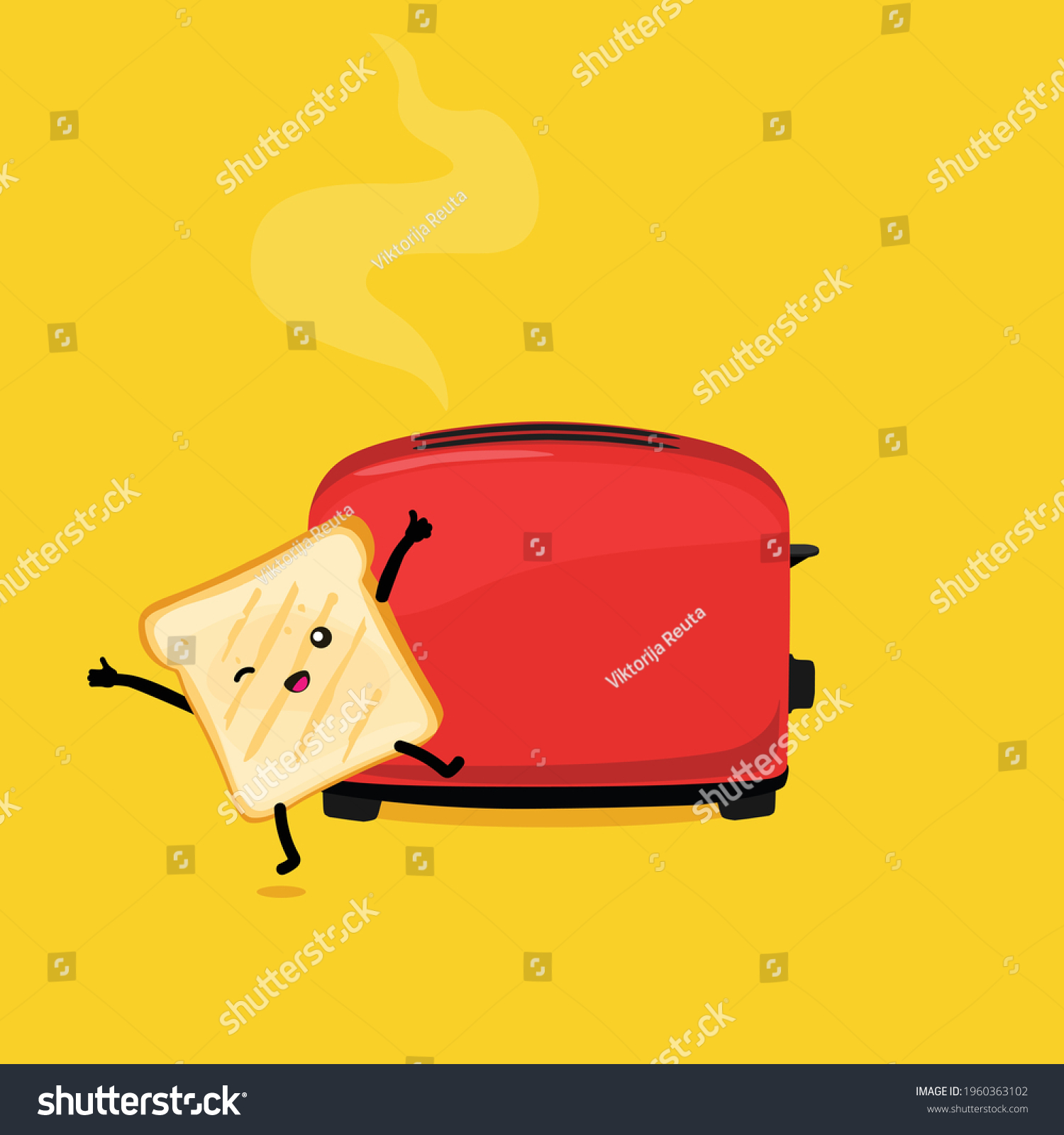 Cute Happy Cartoon Funny Toast Jumping Stock Vector (Royalty Free ...