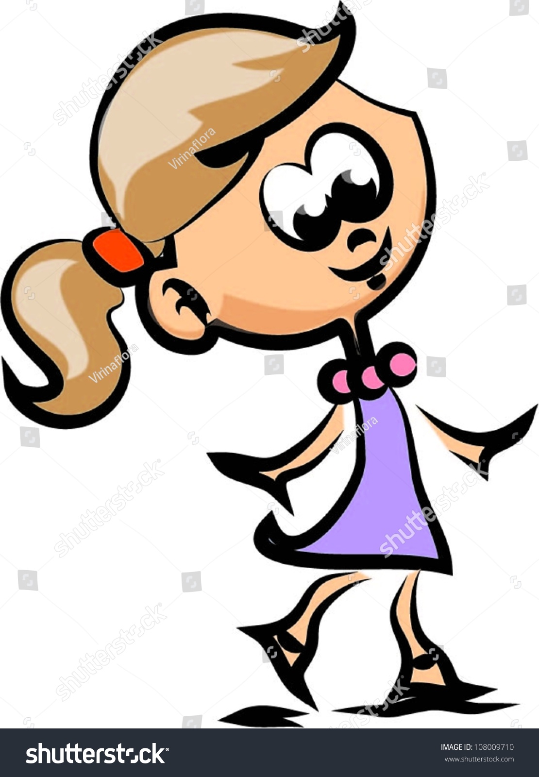 Cute Happy Cartoon Girl Stock Vector Illustration 108009710 : Shutterstock