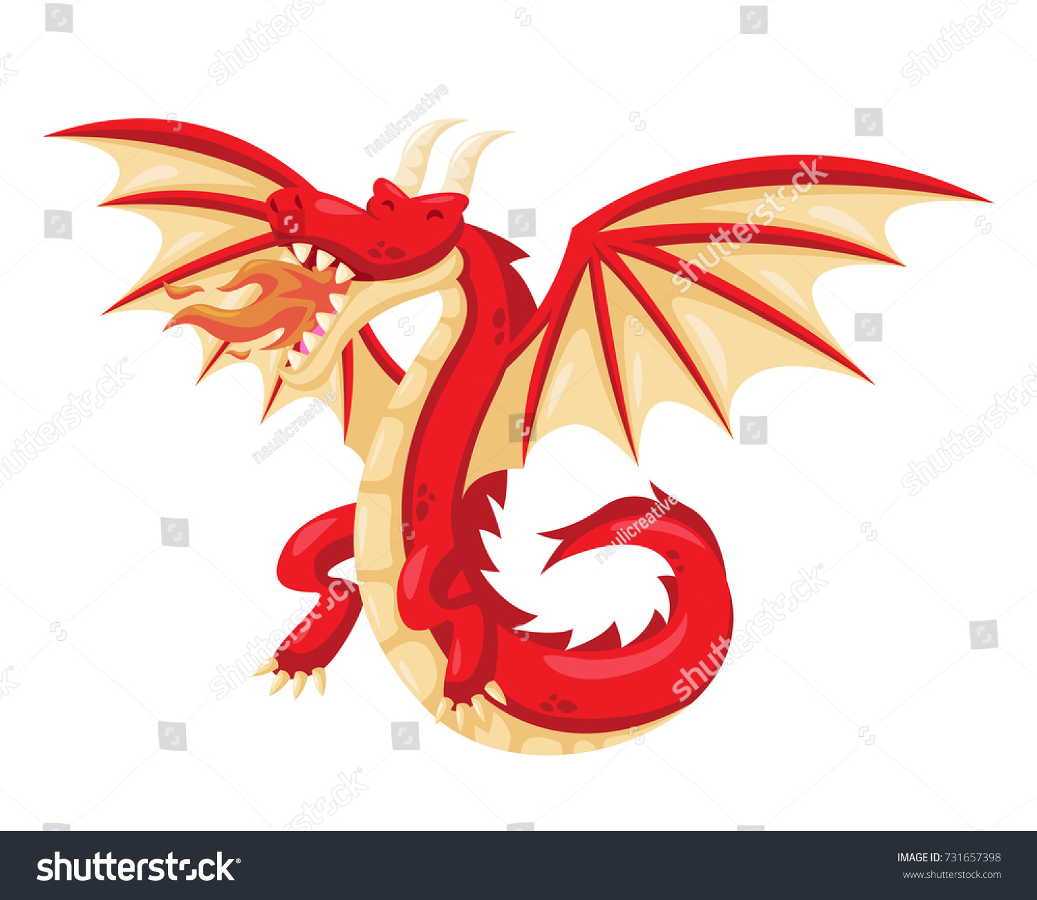 Cute Happy Flying Red Dragon Illustration Stock Vector (Royalty Free ...