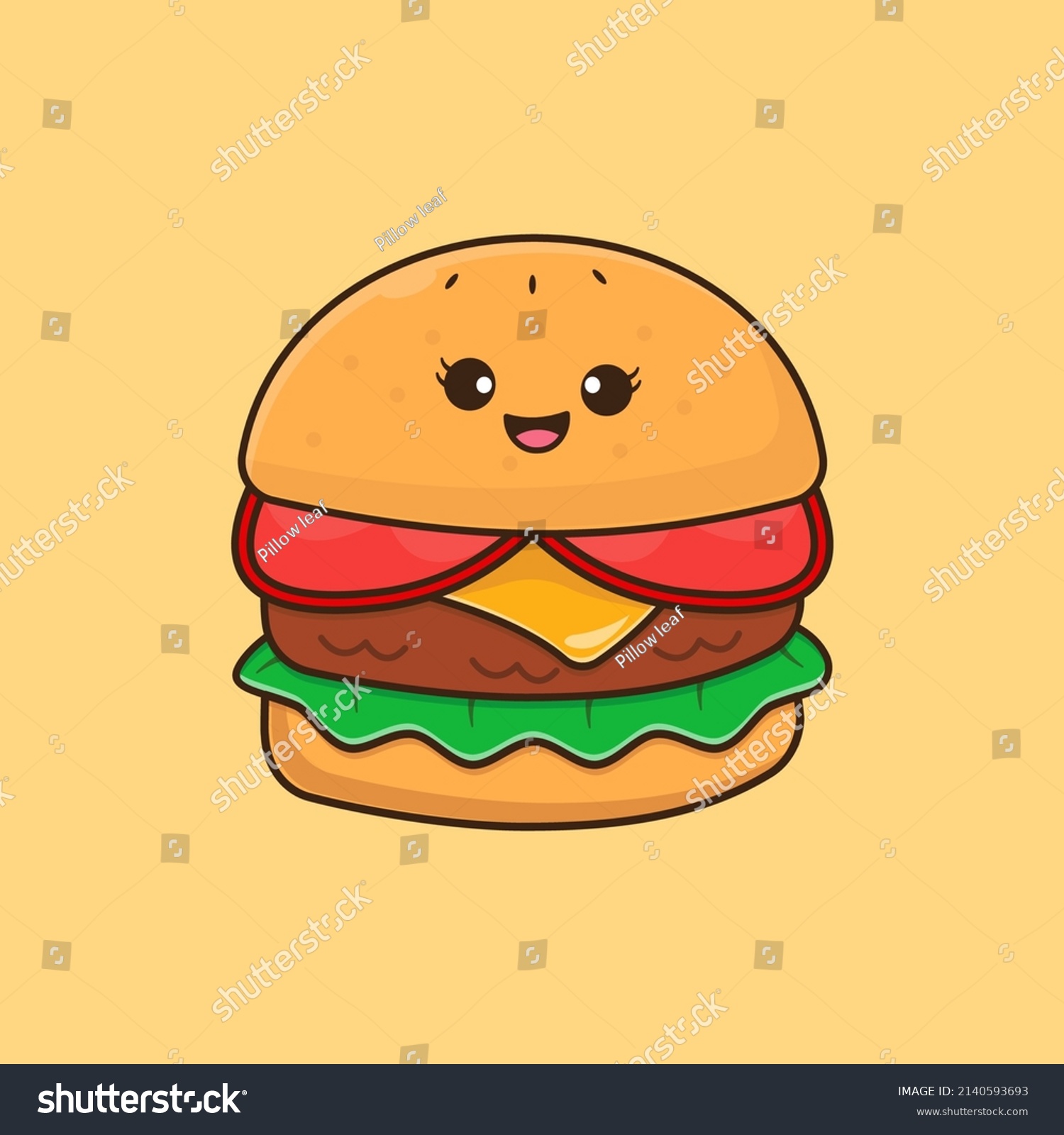 Cute Happy Hamburger Cartoon Illustration Stock Vector (Royalty Free ...