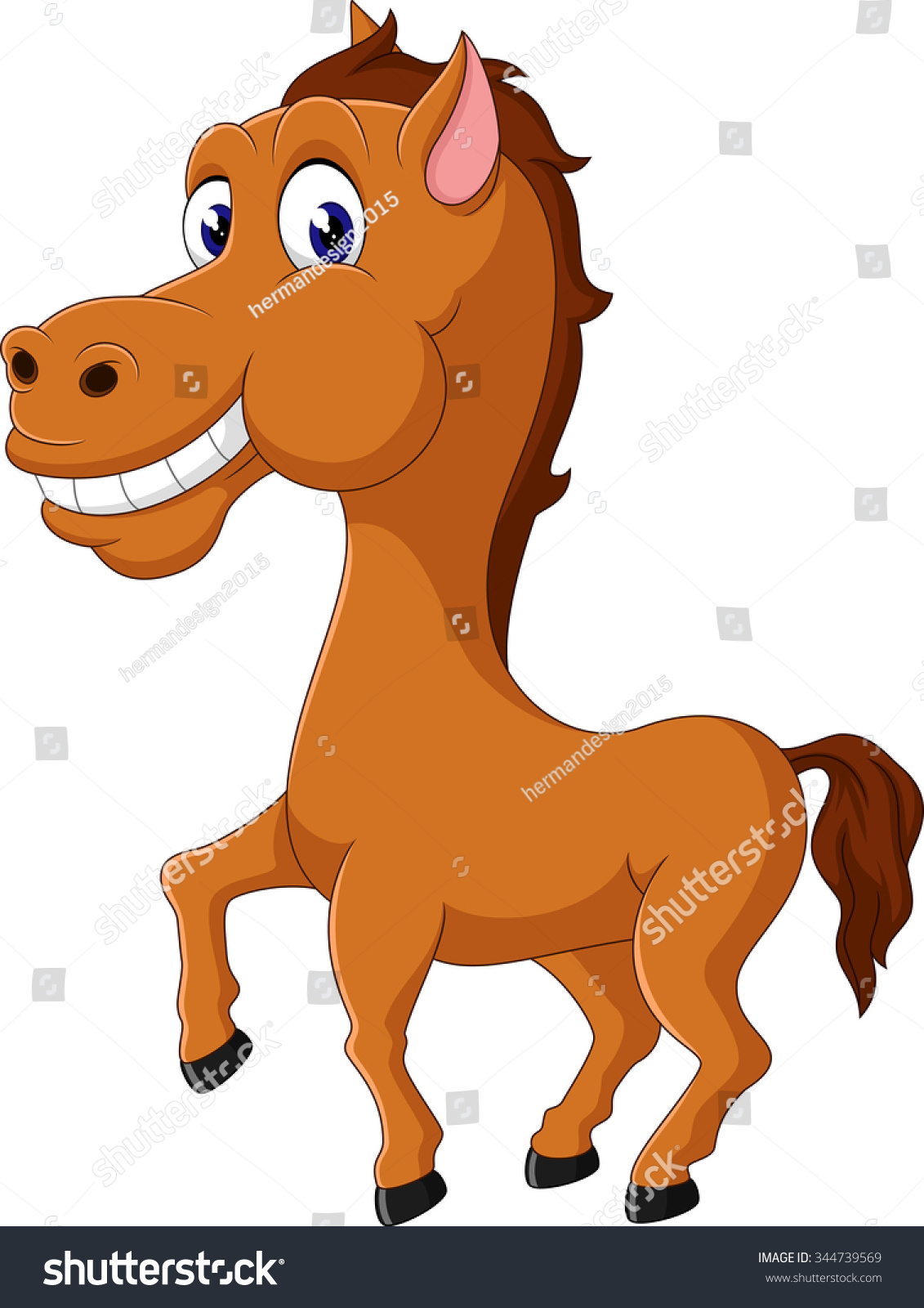 Cute Happy Horse Cartoon Stock Vector 344739569 - Shutterstock