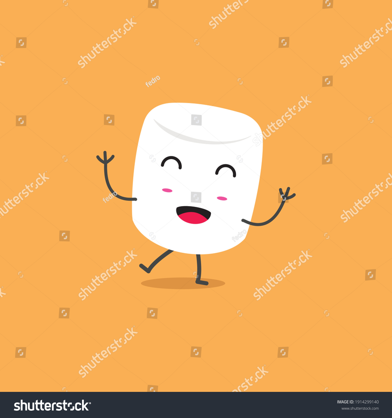 Cute Happy Marshmallow Mascot Character Design Stock Vector (Royalty ...