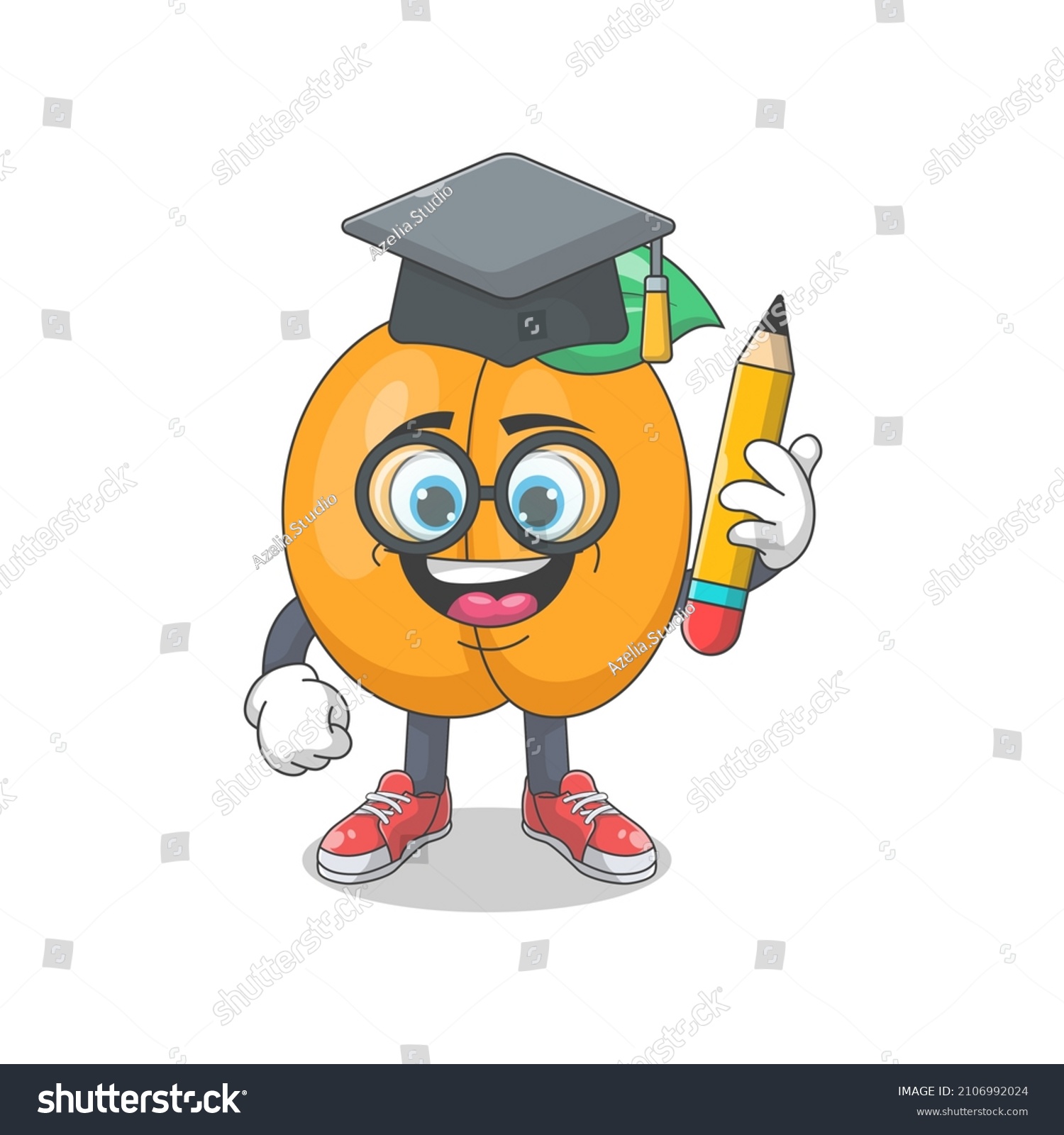 Cute Happy Peach University Graduate Cartoon Stock Vector (Royalty Free ...