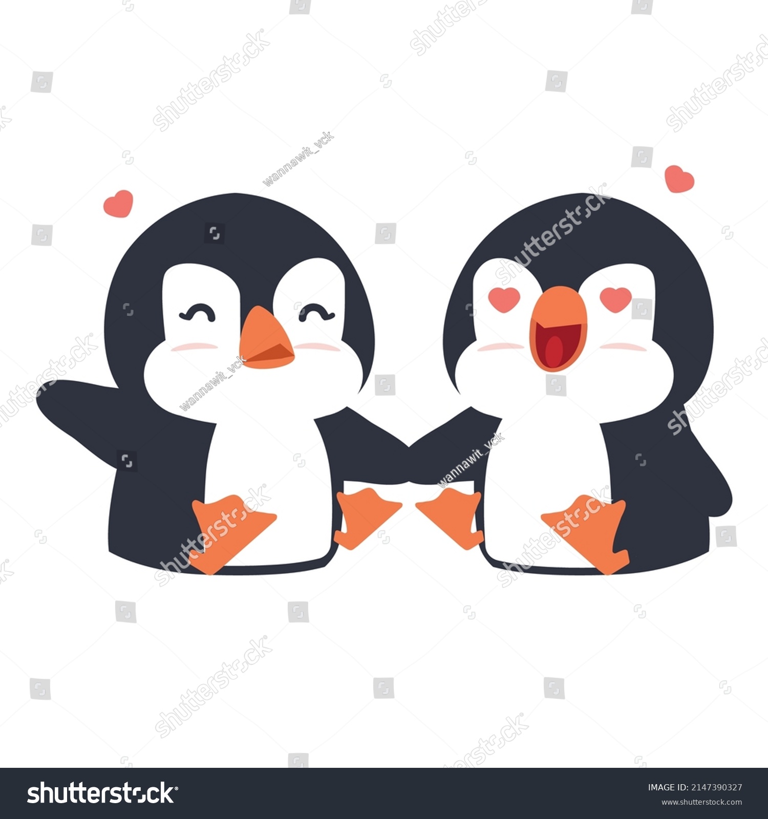 Cute Happy Penguins Couple Cartoon Stock Vector (Royalty Free ...