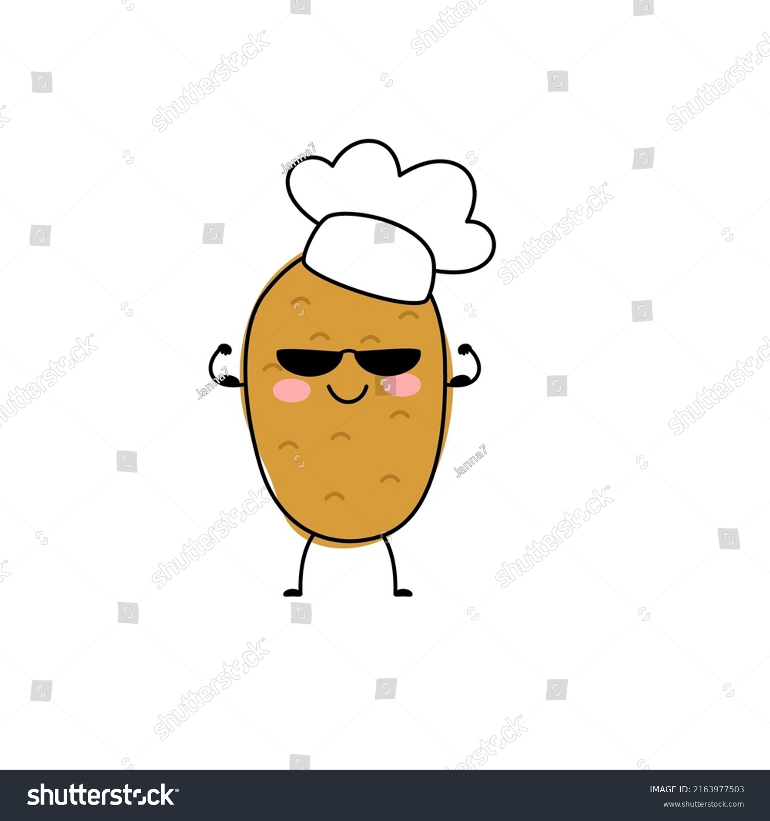 Cute Happy Potato Character Chef Vector Stock Vector Royalty Free 2163977503 Shutterstock 5505