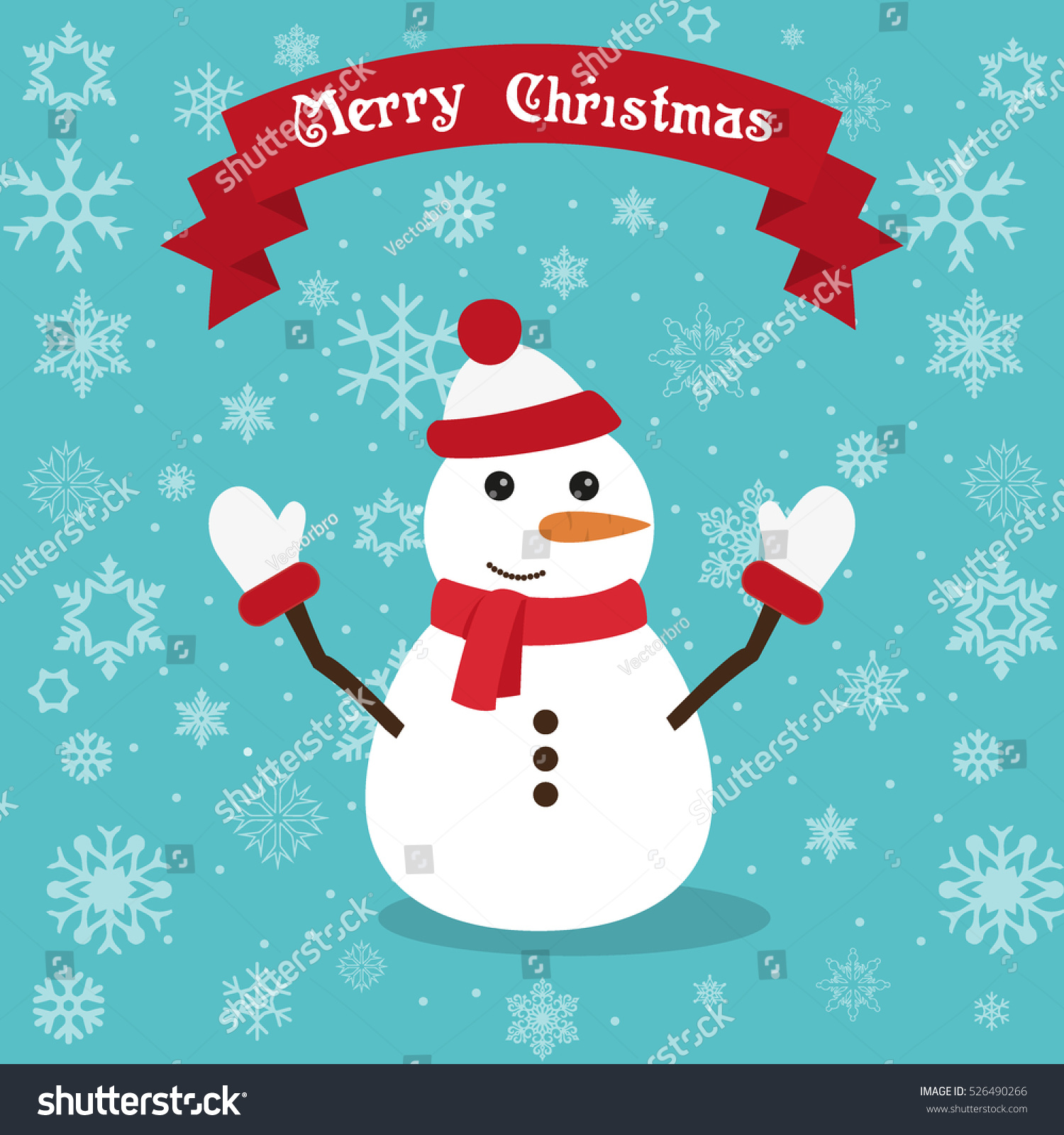 Cute Happy Snowman Wishing Merry Christmas Stock Vector (Royalty Free ...