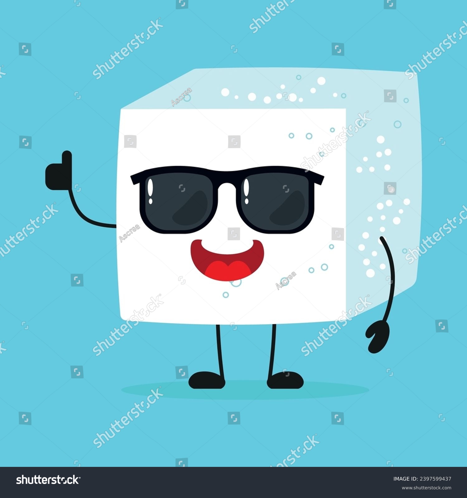 SVG of Cute happy sugar character wear sunglasses. Funny ingredient greet friend cartoon emoticon in flat style. closet vector illustration svg