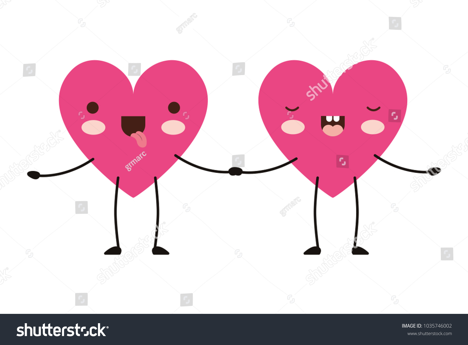 Cute Hearts Love Couple Kawaii Characters Image Vectorielle De Stock Libre De Droits
