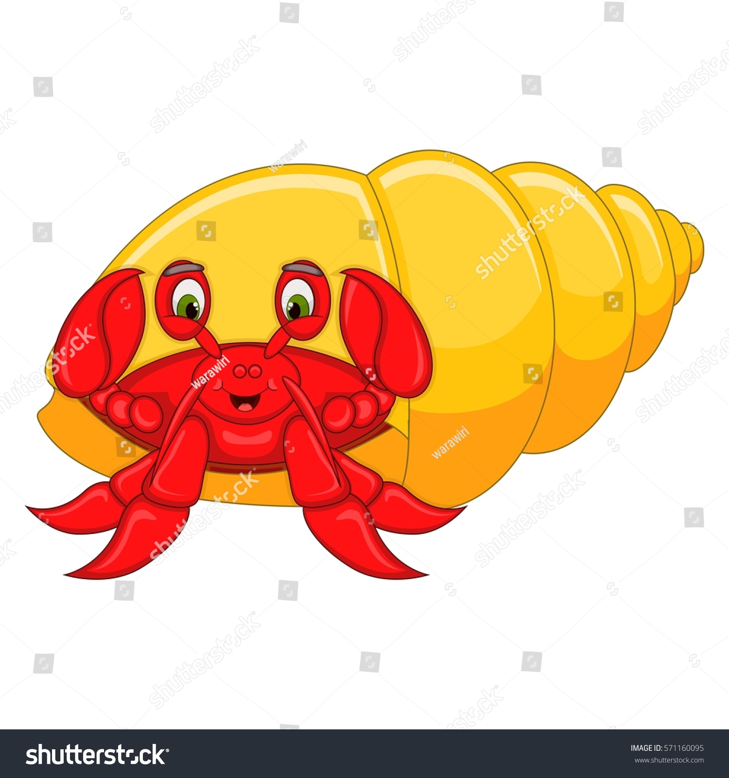 Cute Hermit Crab Cartoon Vector Illustration Image Vectorielle De