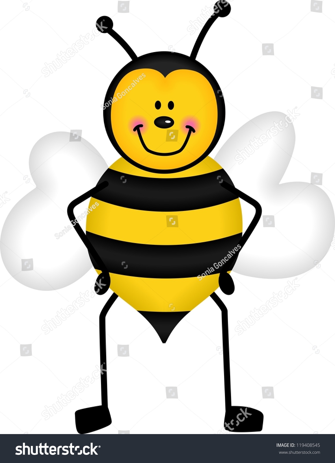 Cute Honey Bee Stock Vector 119408545 - Shutterstock
