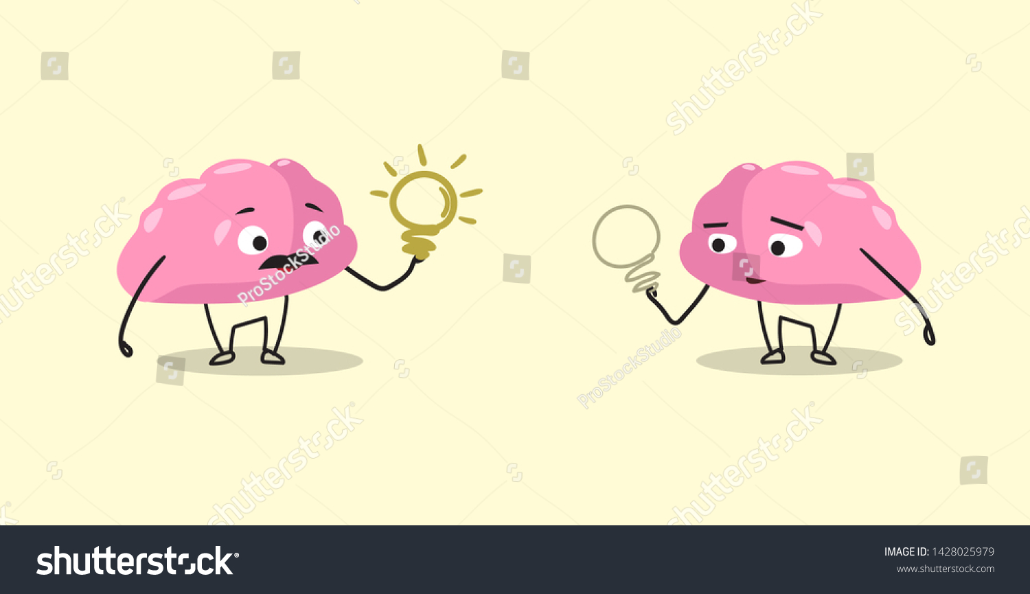 Cute Human Brains Couple Pink Cartoon Vector De Stock Libre De