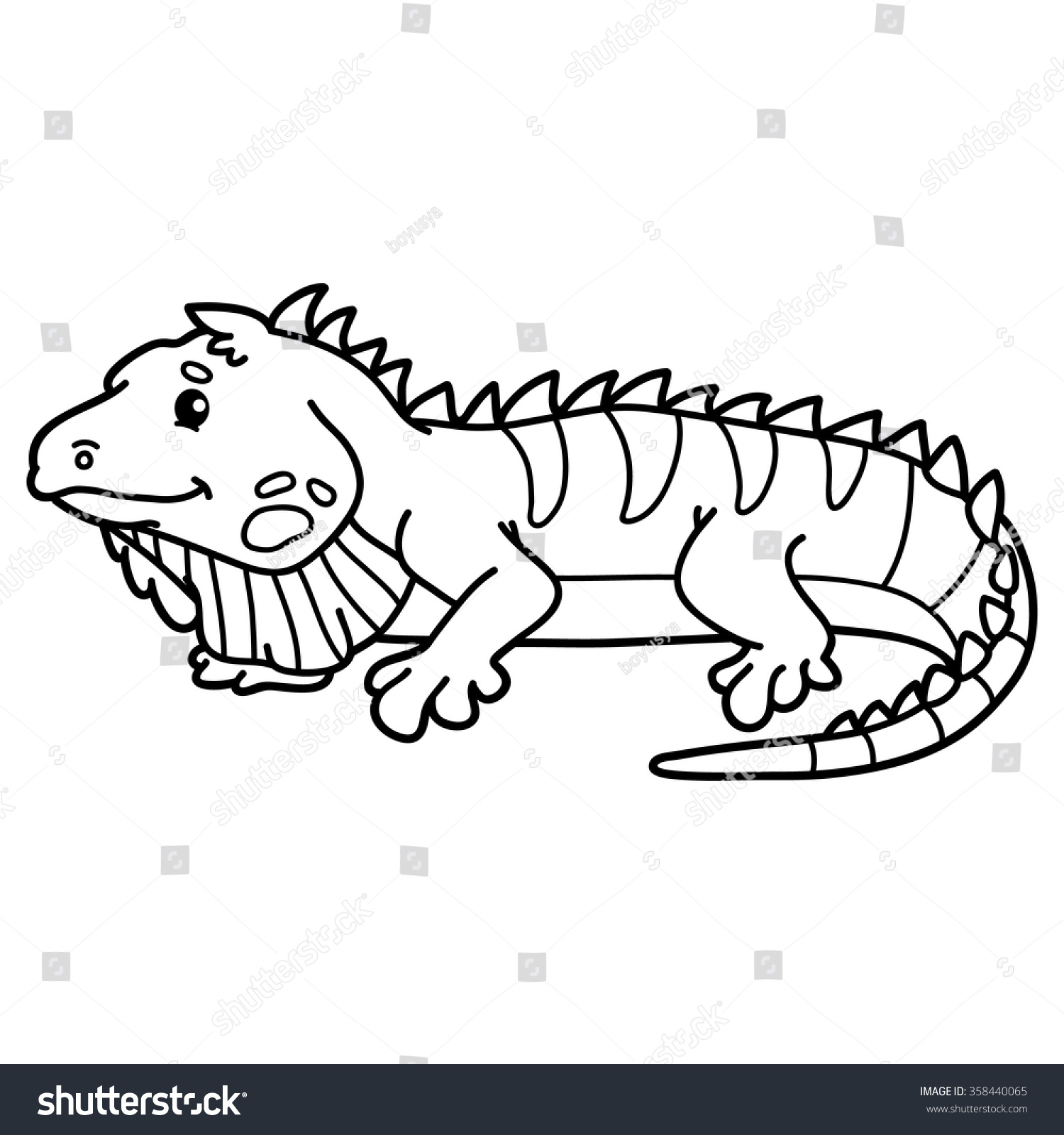 Cute Iguana. Vector Illustration Of Cute Cartoon Iguana Character For ...