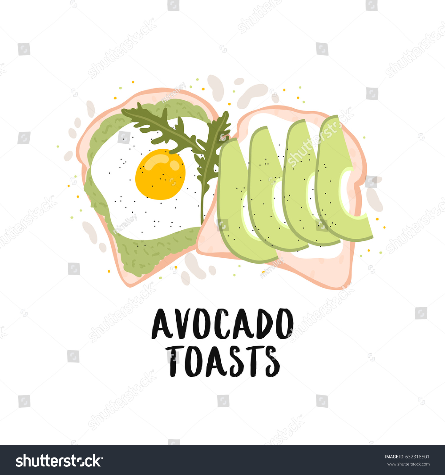 SVG of cute illustration of simple avocado toasts breakfast on white background. can be used for cards and posters or other your designs ideas svg