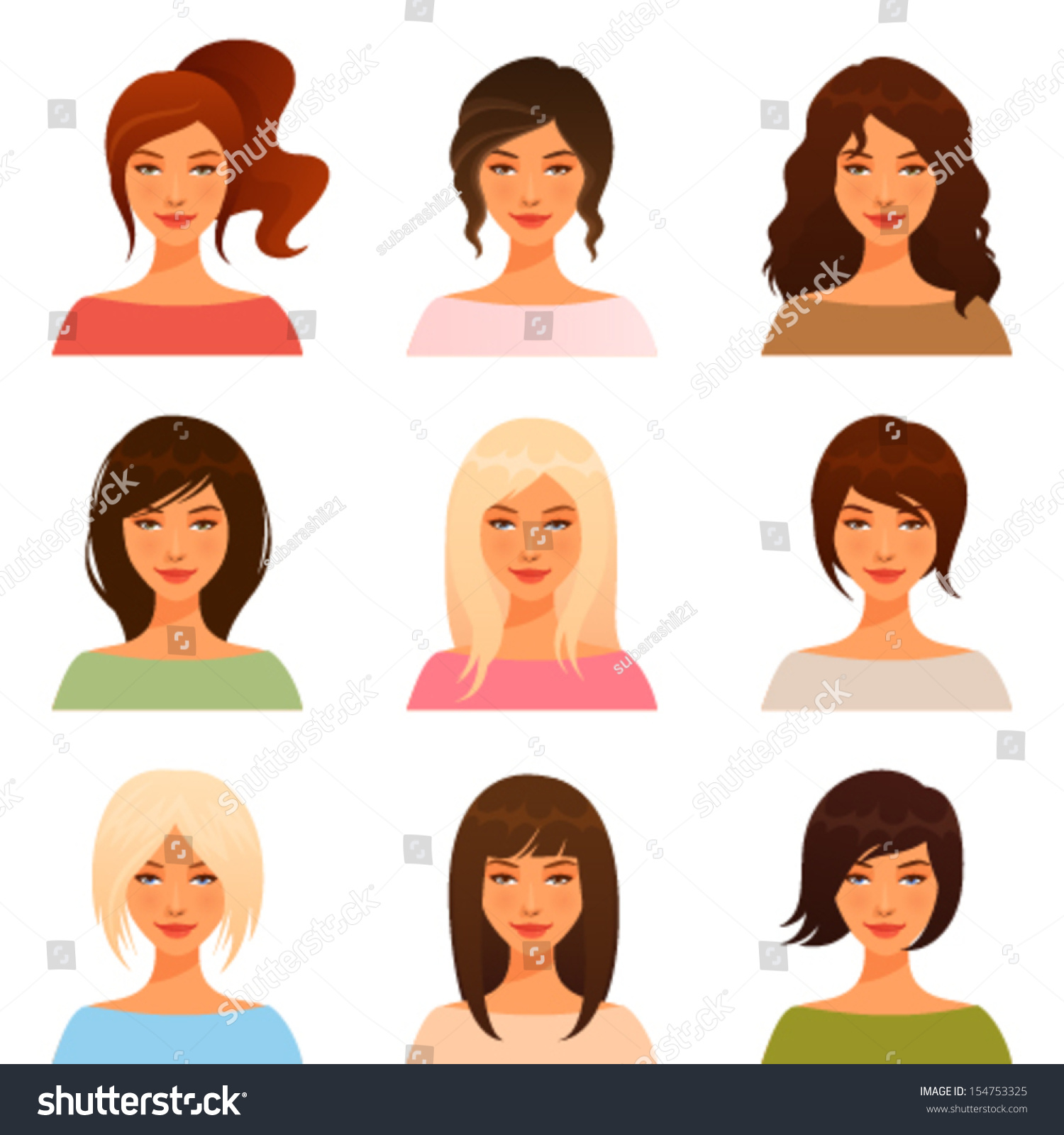 Cute Illustrations Beautiful Young Girls Various Stock Vector (Royalty ...