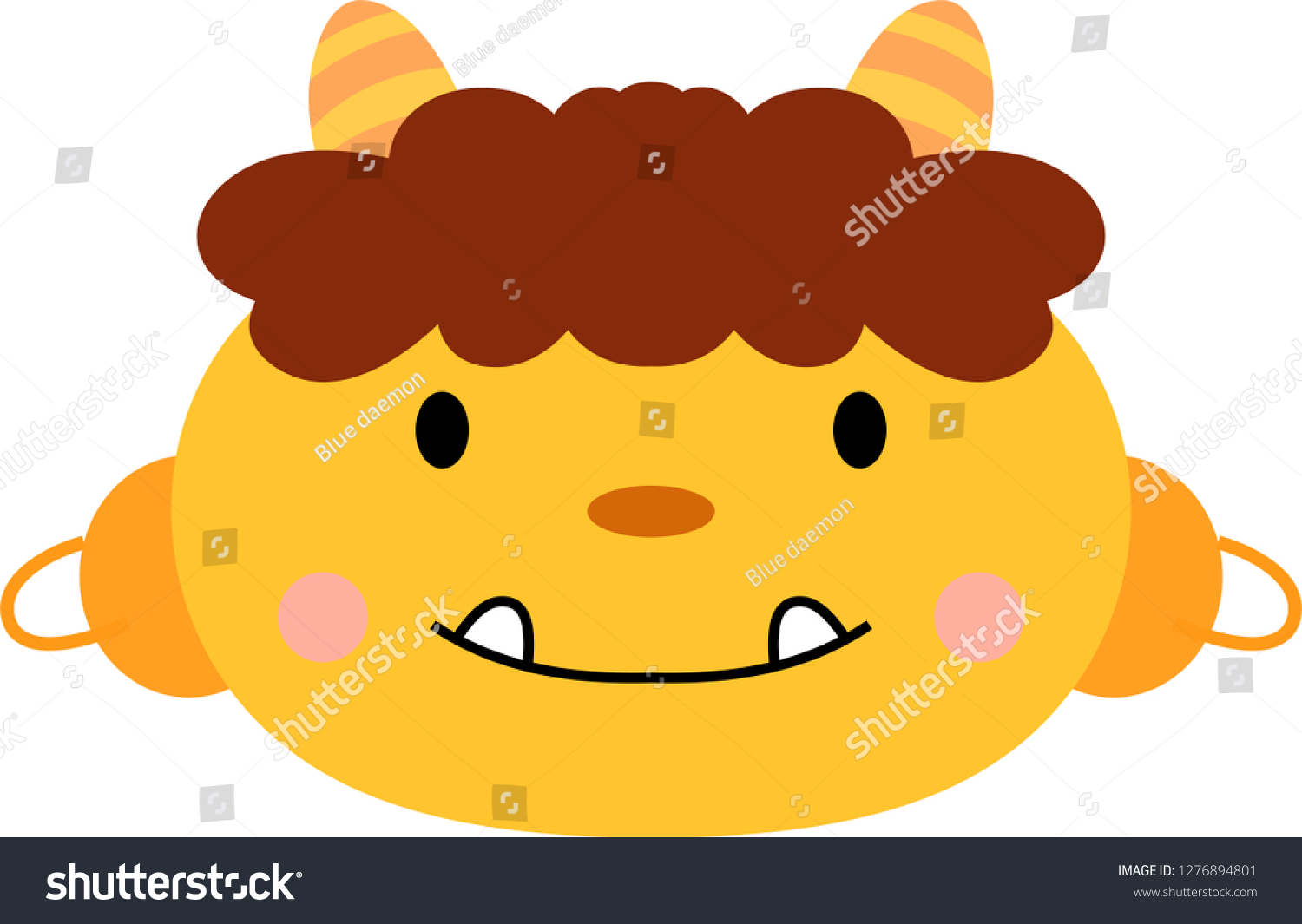 Download Cute Japanese Yellow Demon Mask Stock Vector Royalty Free 1276894801 PSD Mockup Templates