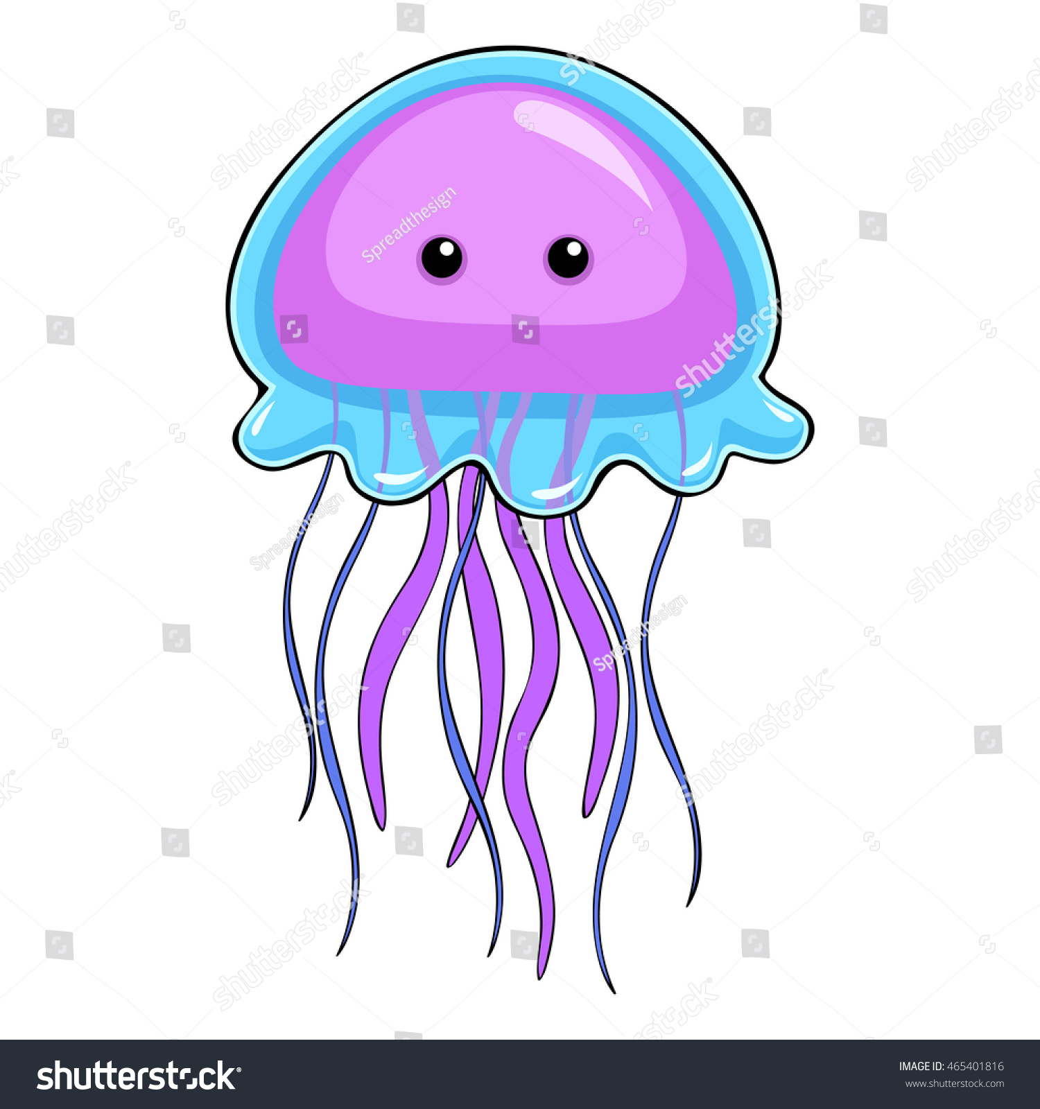 Cute Jellyfish Stock Vector 465401816 - Shutterstock