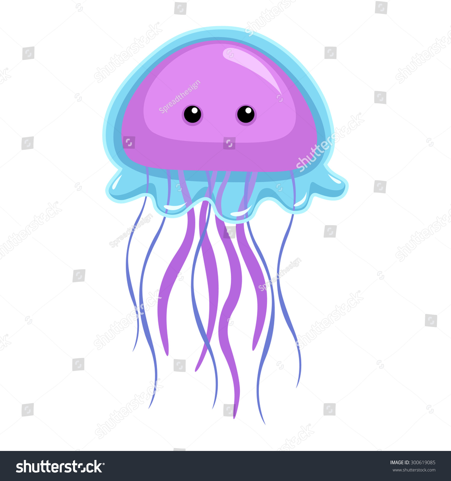 Cute Jellyfish Cartoon Stock Vector 300619085 - Shutterstock
