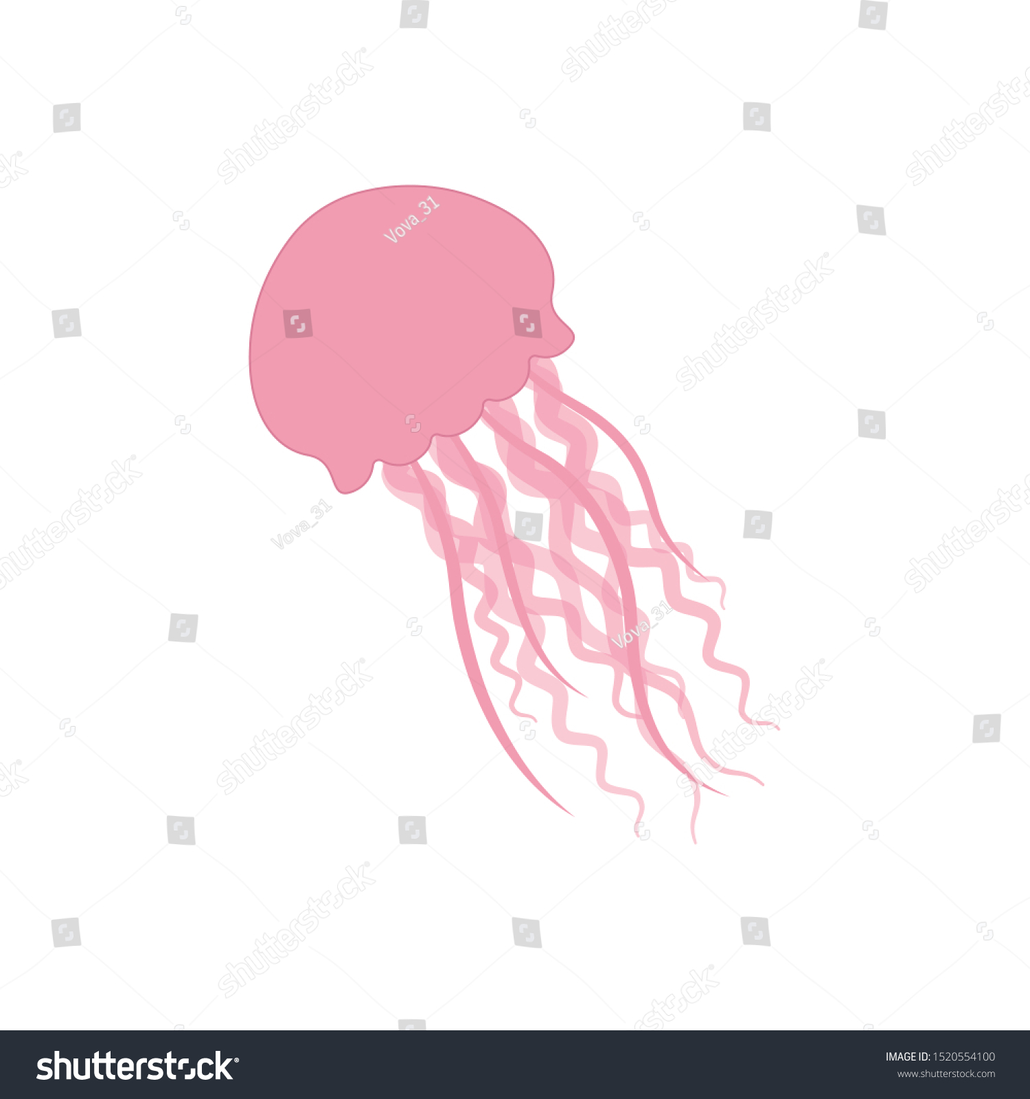 Cute Jellyfish Cartoon Character Sea Animal Stock Vector Royalty Free 1520554100