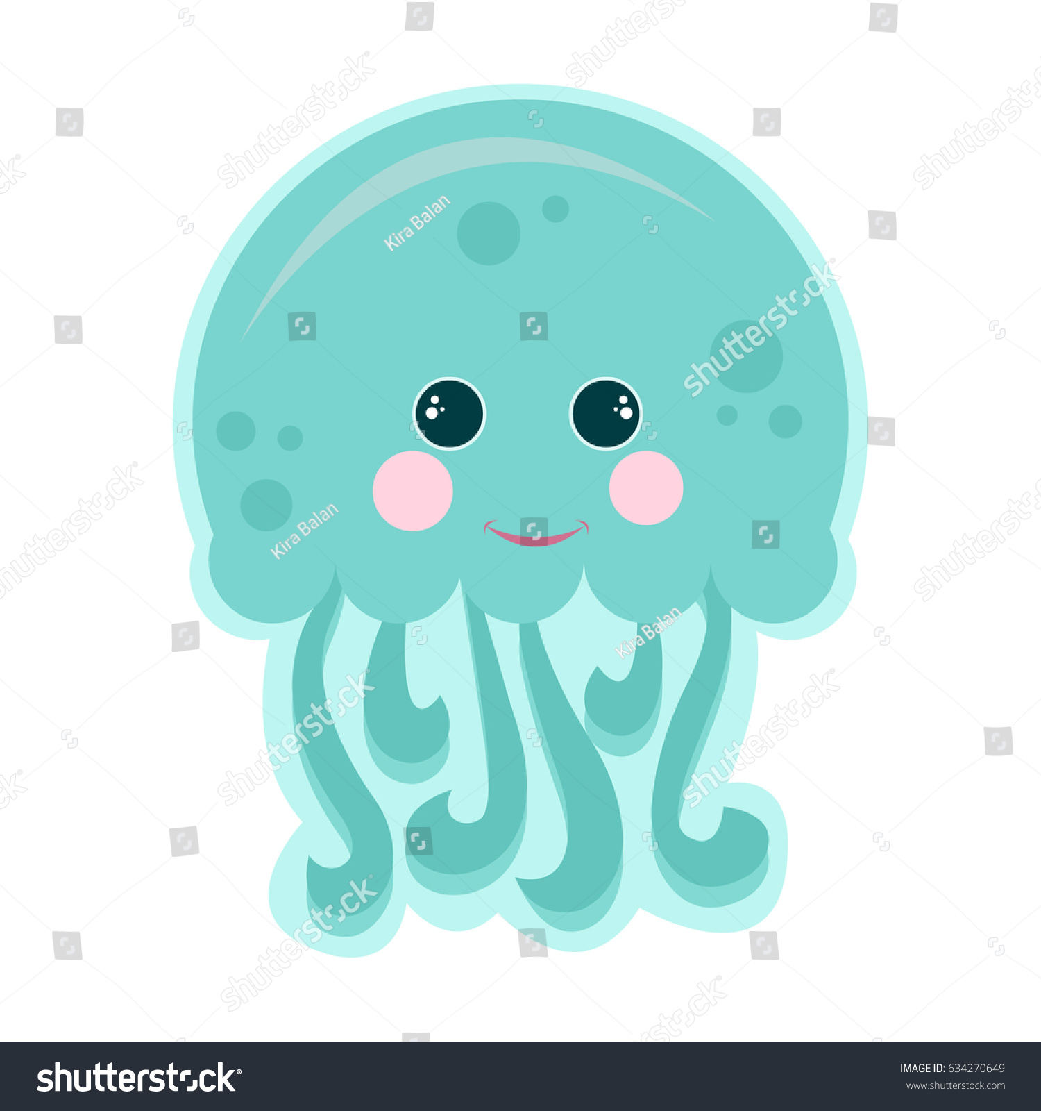 Cute Jellyfish Cartoon Vector Illustration Stock Vector 634270649 ...