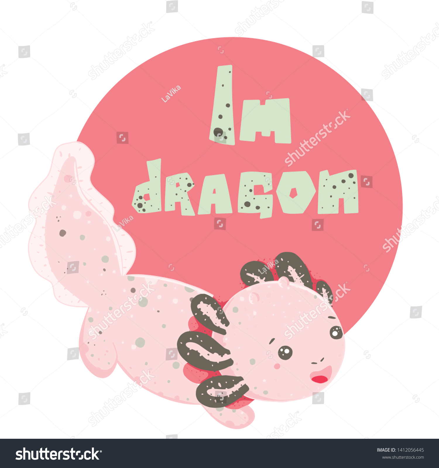 Cute Kawaii Axolotl Baby Amphibian Drawing Stock Vector Royalty Free