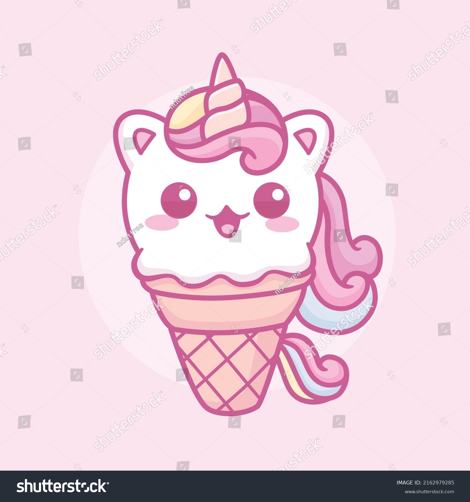 SVG of Cute kawaii caticorn ice cream cone cartoon illustration svg