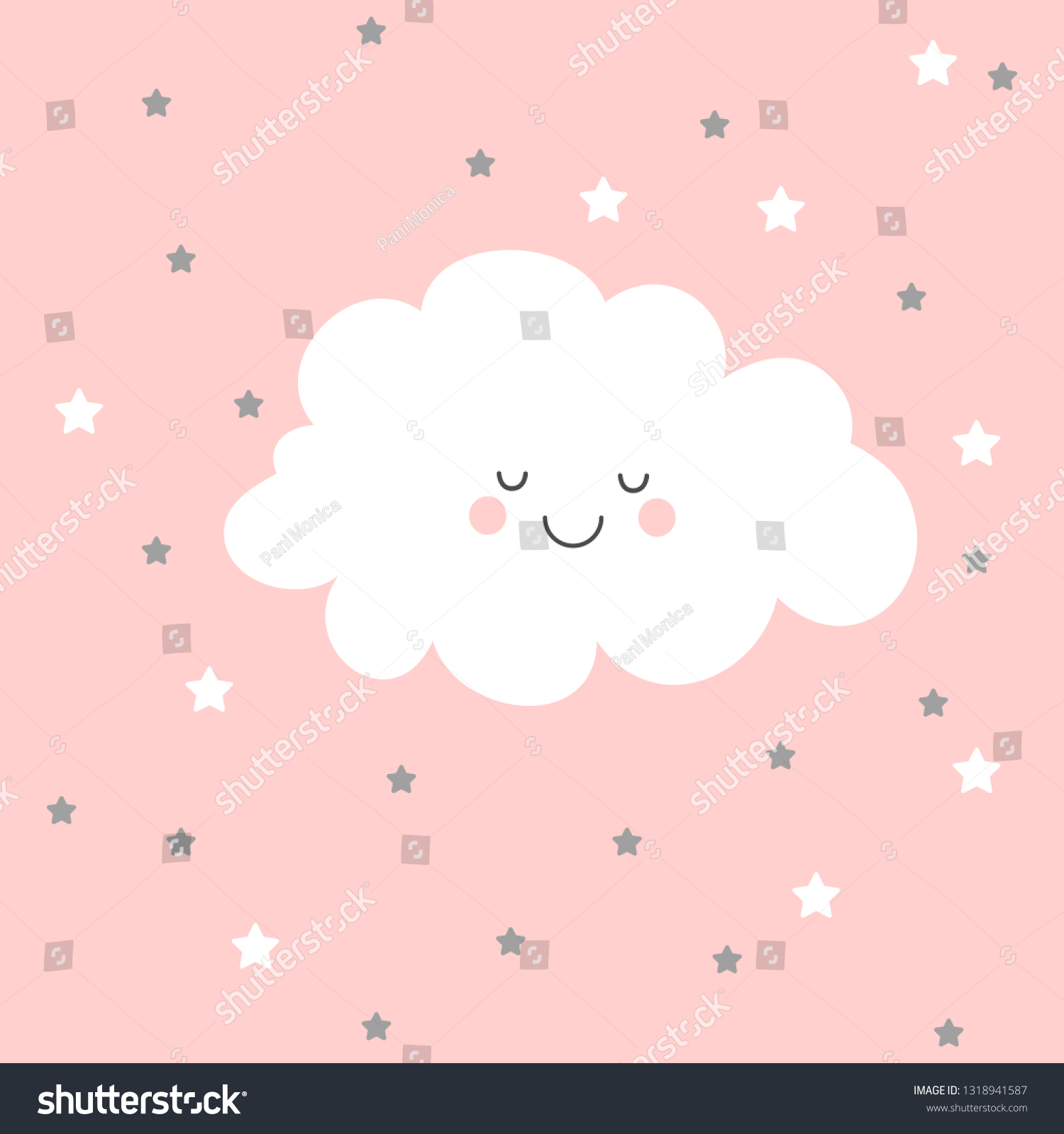 Cute Kawaii Cloud Stars Vector Illustration Stock Vector (Royalty Free ...