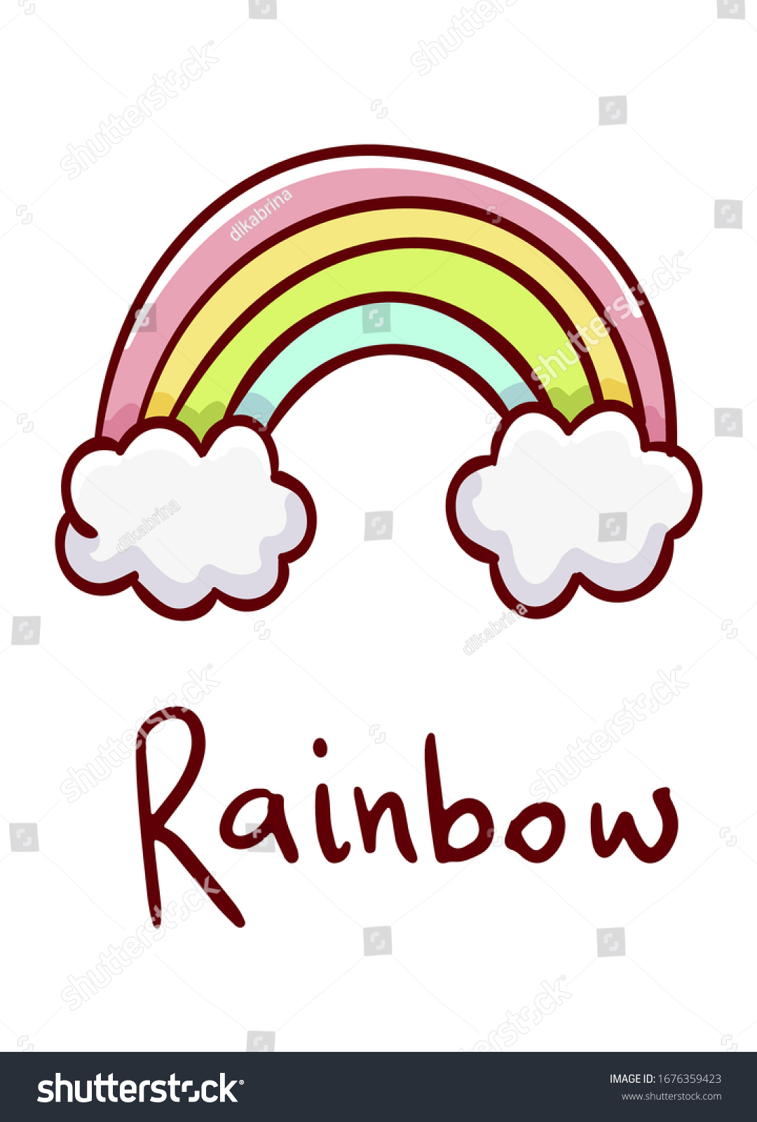 Cute Kawaii Hand Drawn Rainbow Doodles Stock Vector Royalty Free