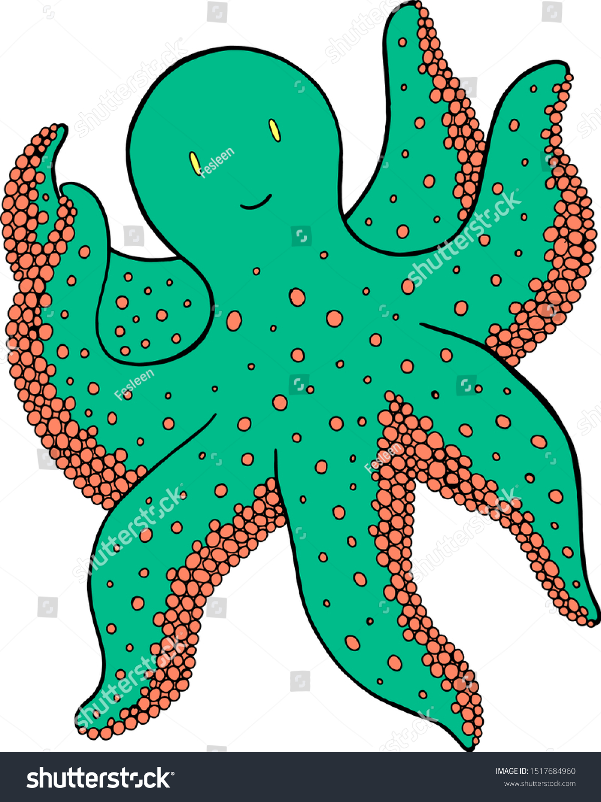 Cute Kawaii Octopus Colorful Cartoon Drawing Stock Vector (Royalty Free ...