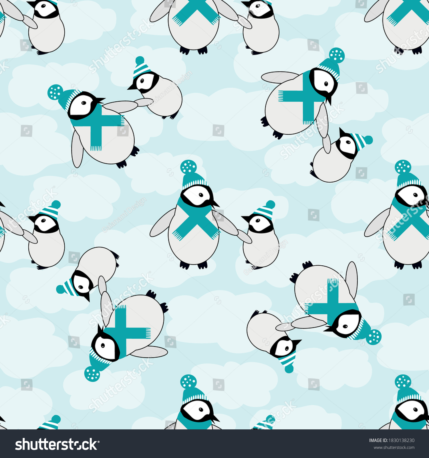 Beau Bebe Pingouin Kawaii Arriere Plan Vectoriel Image Vectorielle De Stock Libre De Droits