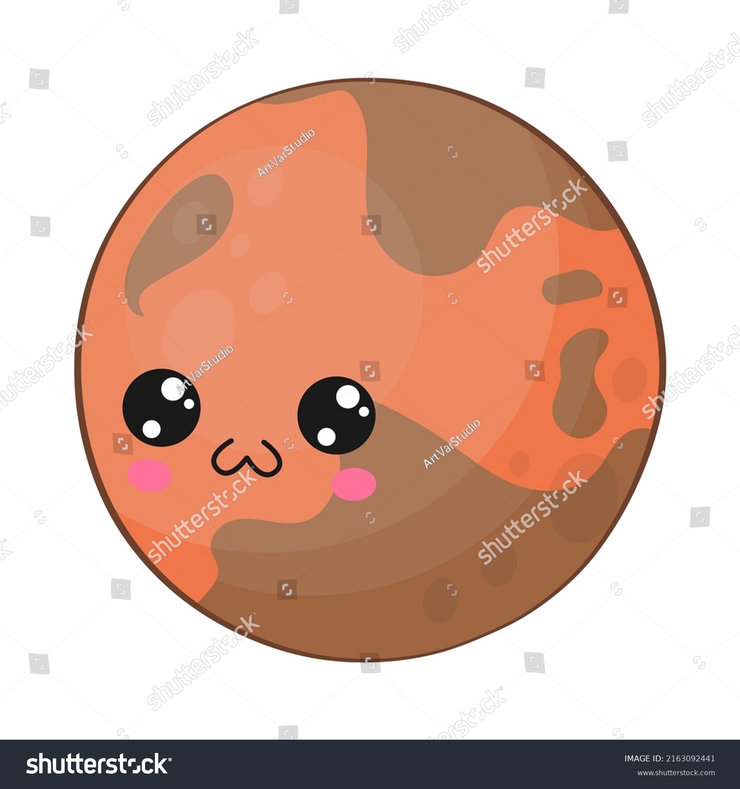 SVG of Cute kawaii planet Mars Vector illustration of a planet. Picture of planet for kids, baby book, fairy tales, covers, baby shower invitation, textile t-shirt.
 svg