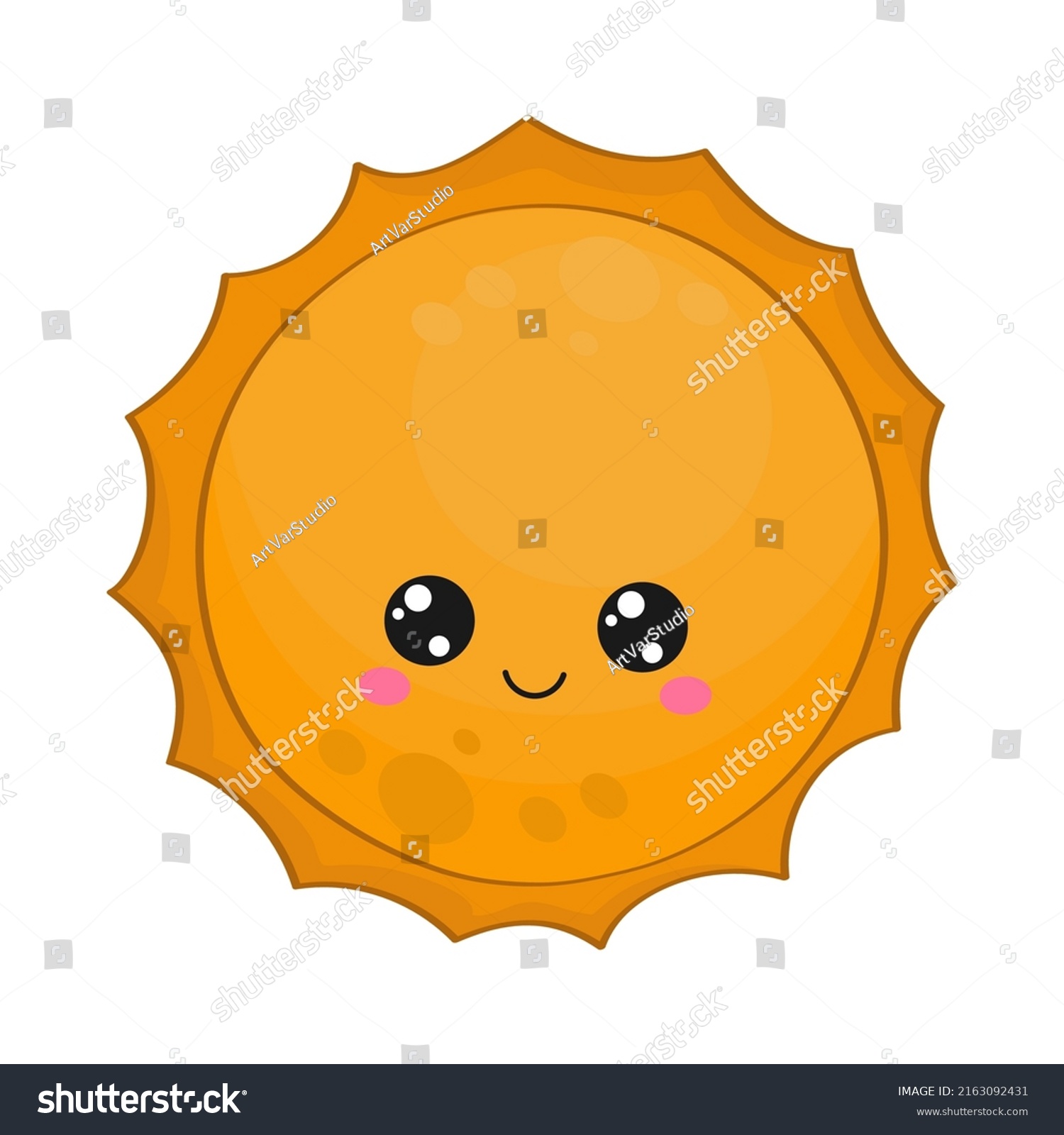 SVG of Cute kawaii Sun Vector illustration of a planet. Picture of planet for kids, baby book, fairy tales, covers, baby shower invitation, textile t-shirt.
 svg
