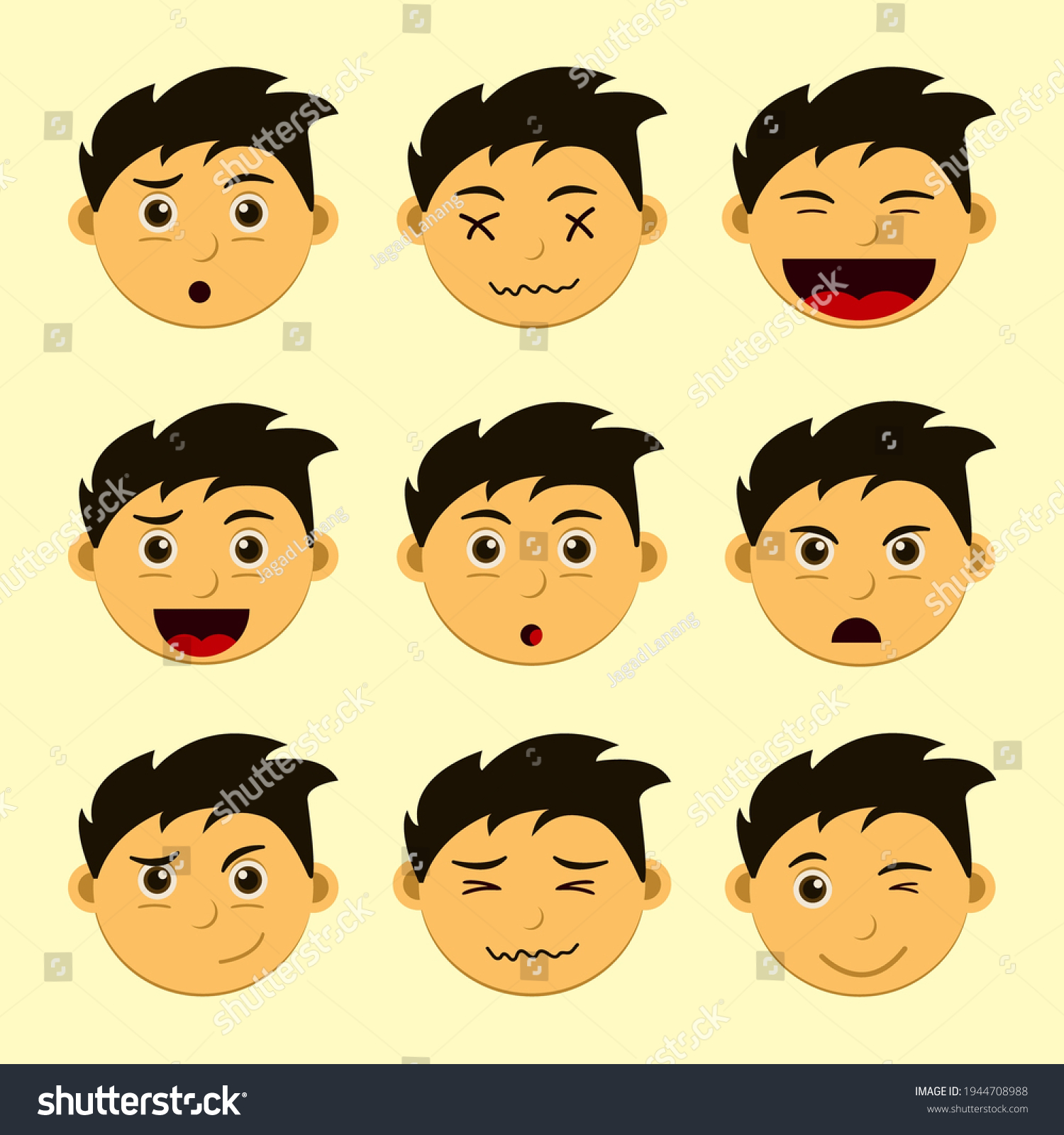 Cute Kid Face Expression Emoji Emoticon Stock Vector (Royalty Free ...