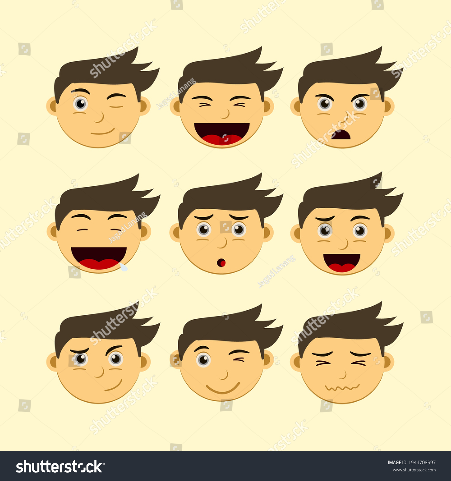 Cute Kid Face Expression Emoji Emoticon Stock Vector (royalty Free 