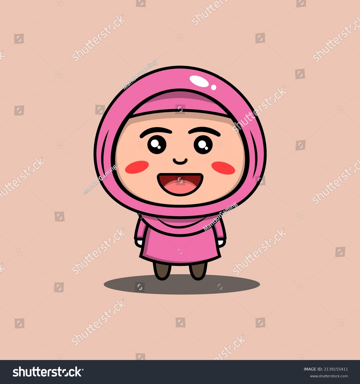 Cute Kid Girl Hijab Cartoon Character Stock Vector (Royalty Free ...