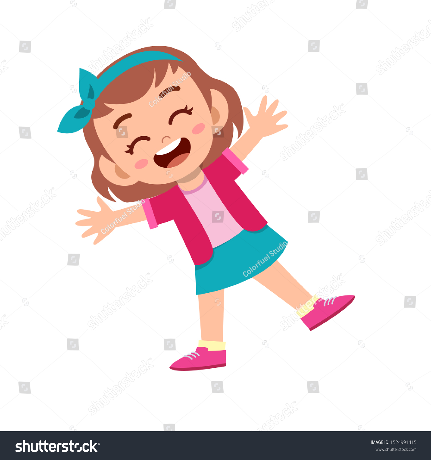 Cute Kid Teen Girl Show Facial Stock Vector (Royalty Free) 1524991415 ...