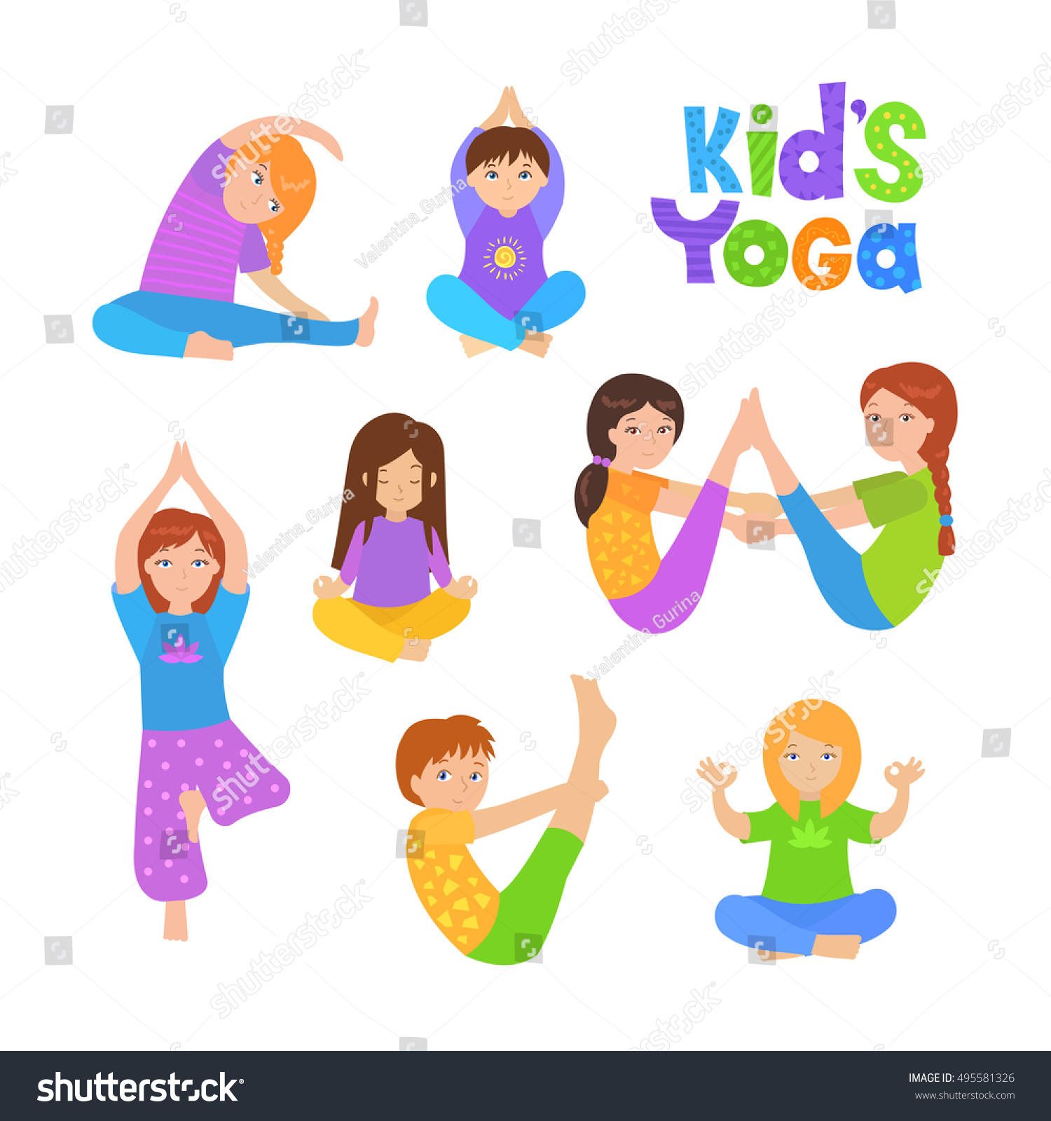 Cute Kids Doing Yoga Exercises Yoga Stock Vector (Royalty Free ...