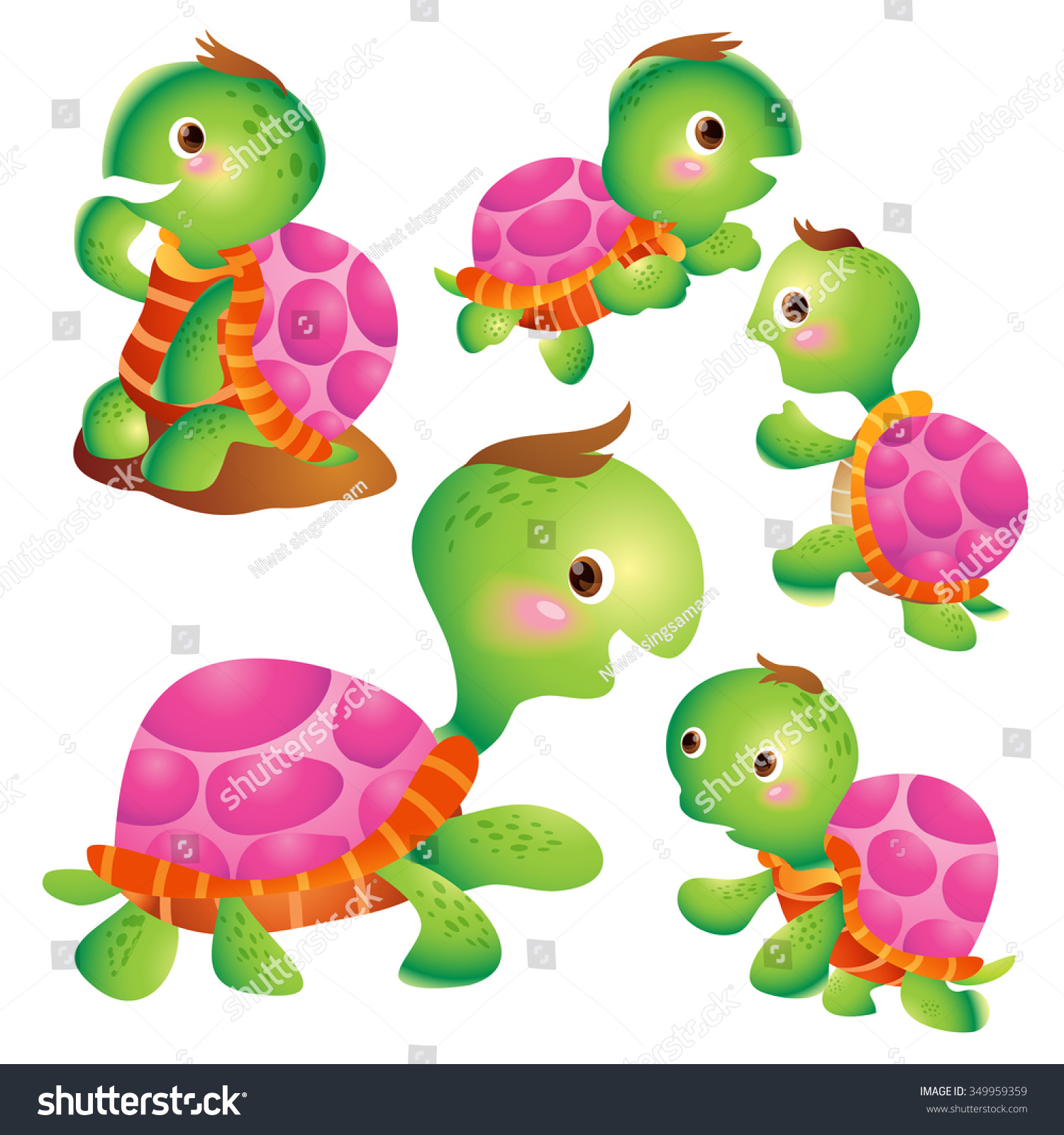 Cute Kids Turtle Cartoon Vector Stock Vector (Royalty Free) 349959359