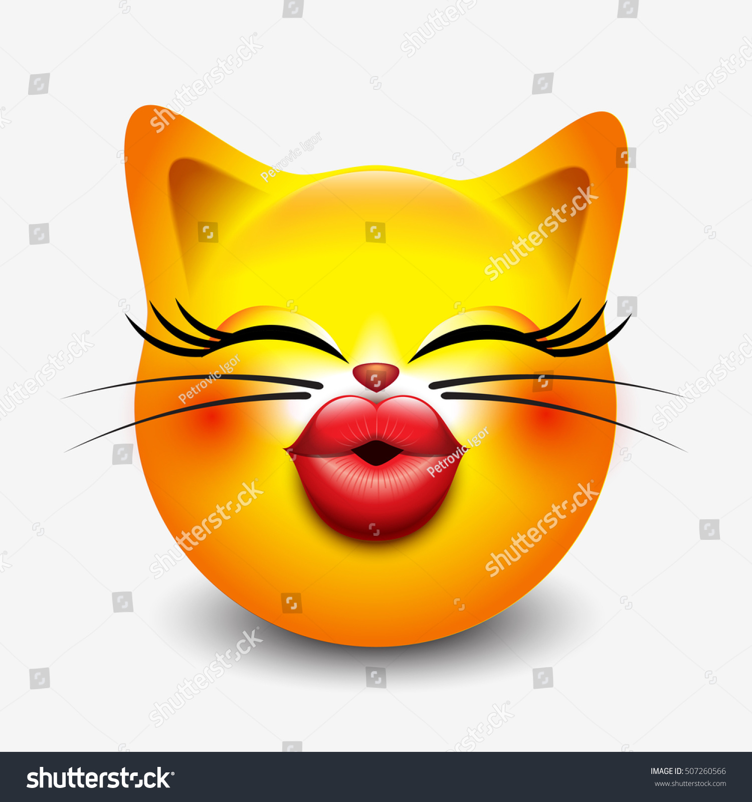 Joli Emoticon De Chat Embrassant Emoji Image Vectorielle De Stock Libre De Droits