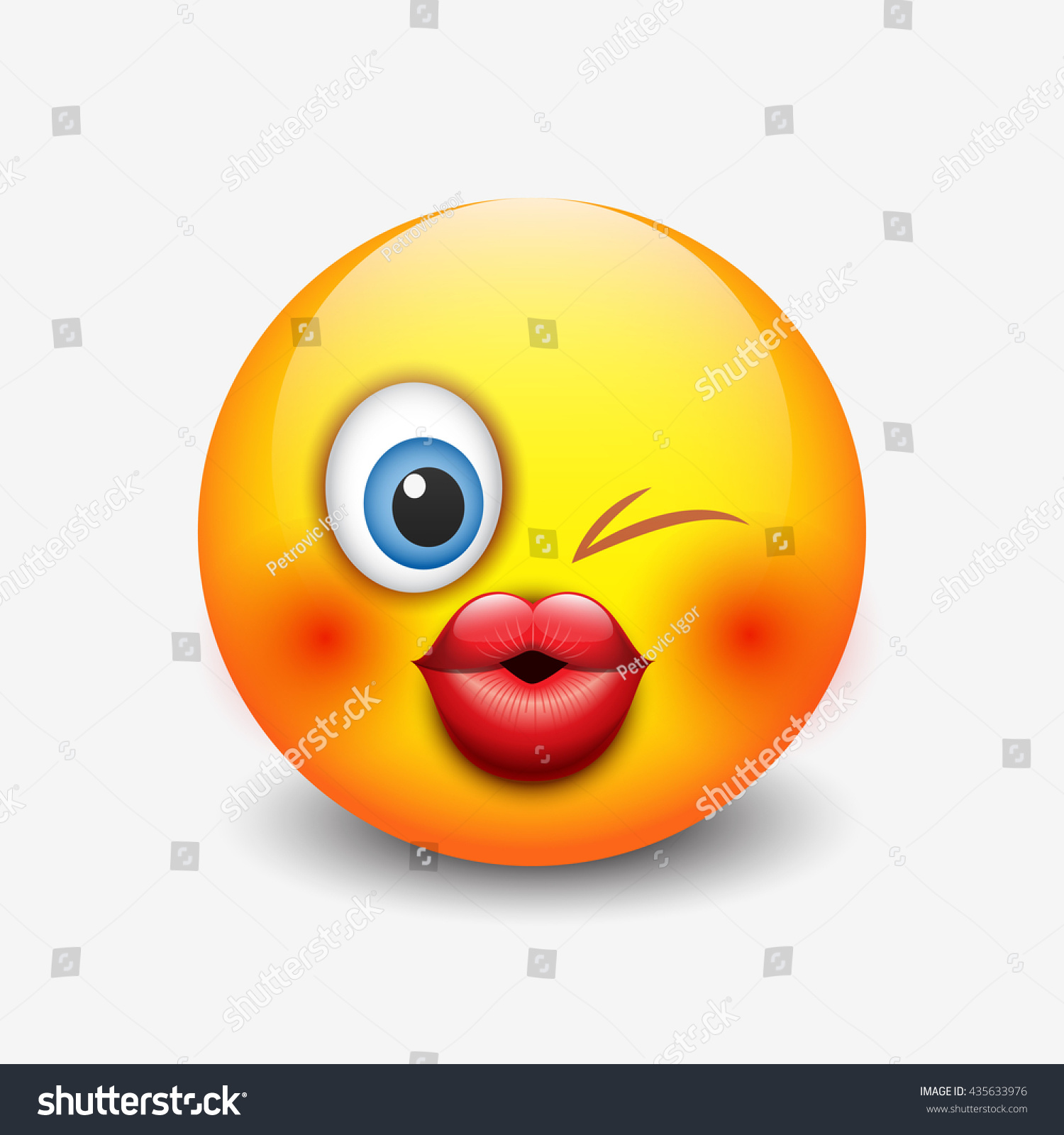 Cute Kissing Emoticon Emoji Smiley Vector Stock Vector 435633976 ...