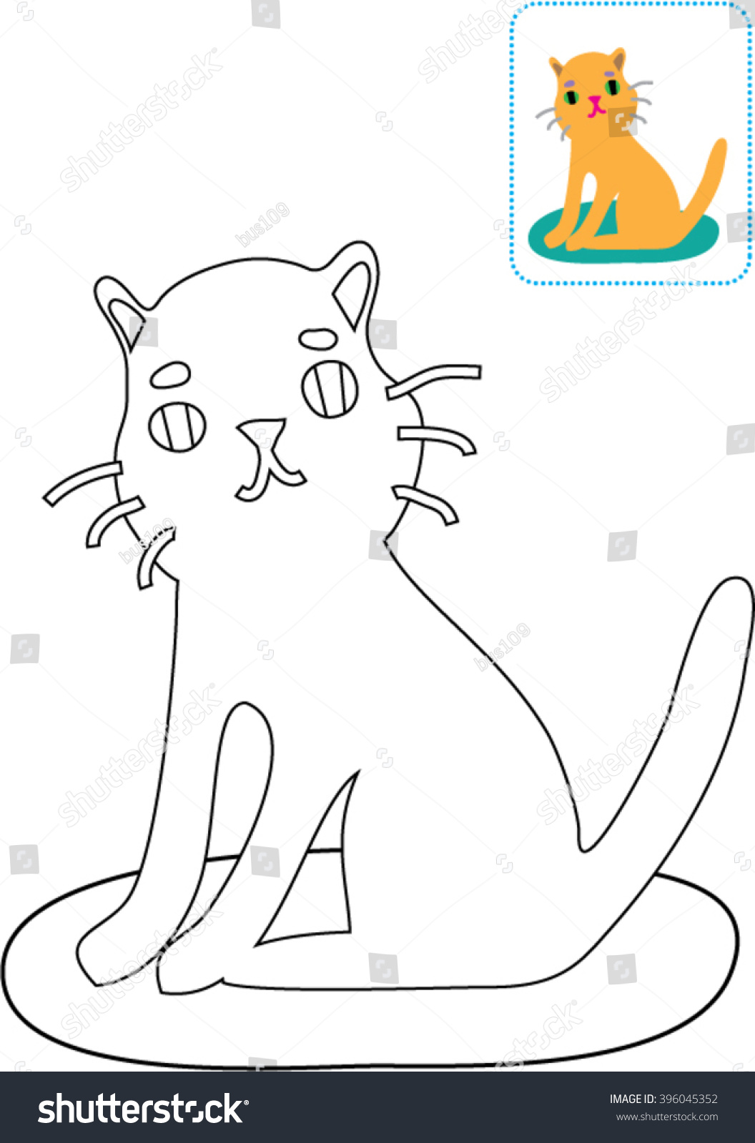 Cute kitten Cat coloring page vector illustration