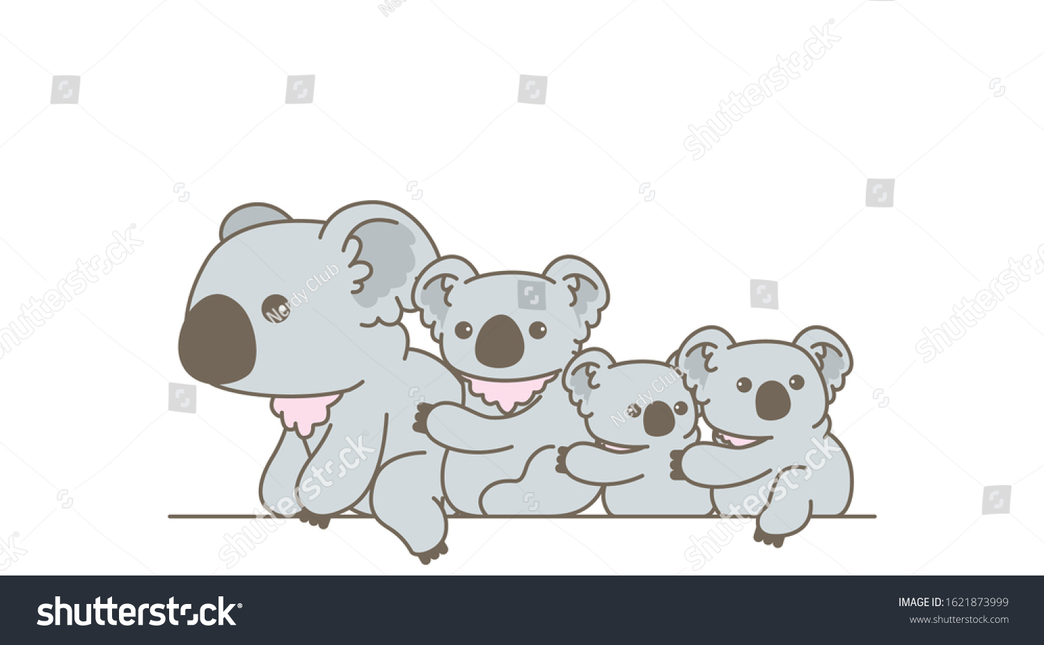 Cute Koala Caring Love Parents Sitting Stock Vector (Royalty Free ...