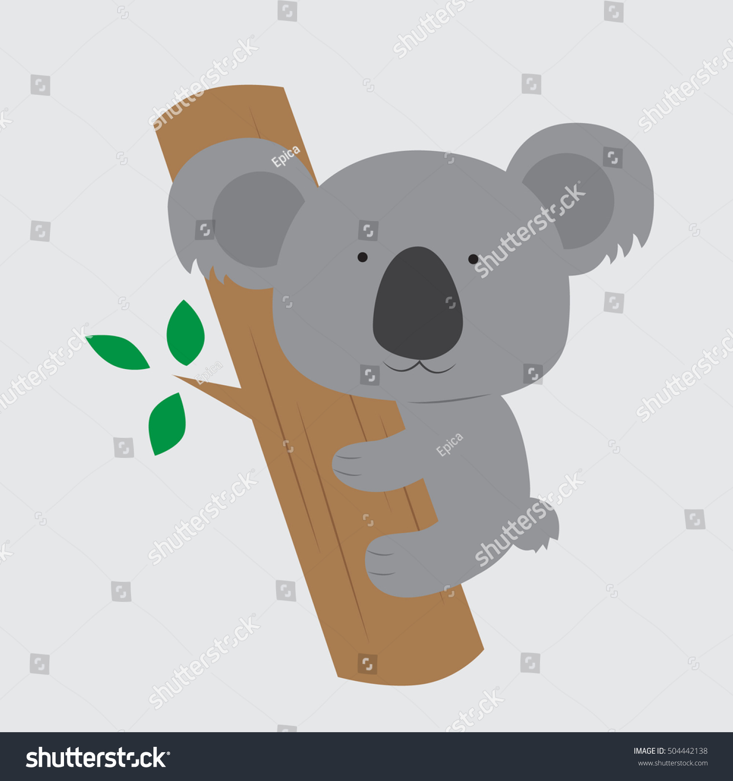 Cute Koala Hugging Tree Vector Stock Stock Vector Royalty Free