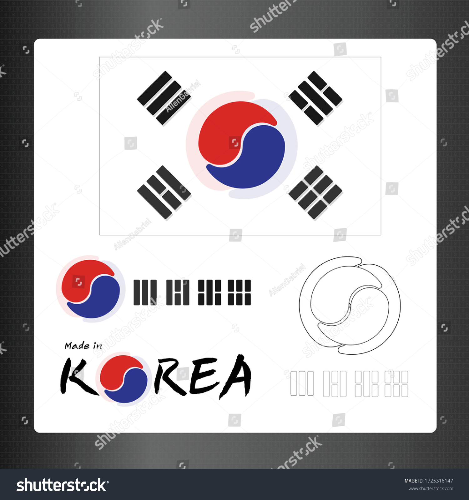 Cute Korean Flag Korean Symbol Mark Stock Vector (Royalty Free ...