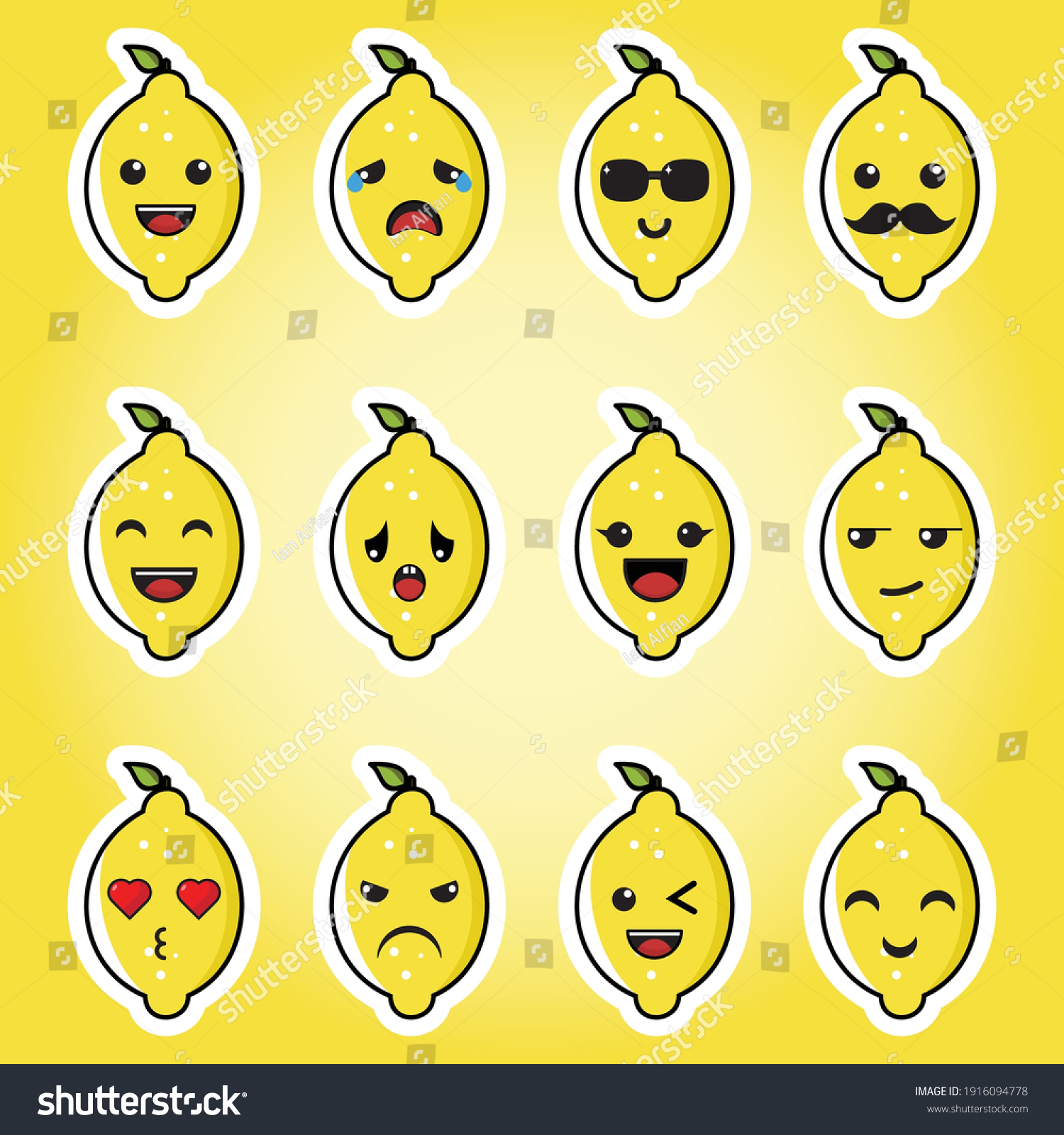 Cute Lemon Kawaii Flat Design Character Stock Vector (Royalty Free ...