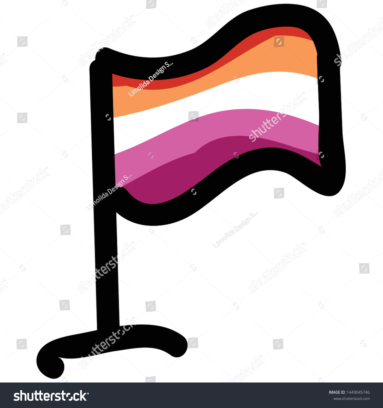 Cute Lesbian Flag Cartoon Vector Illustration Stock Vector (Royalty ...